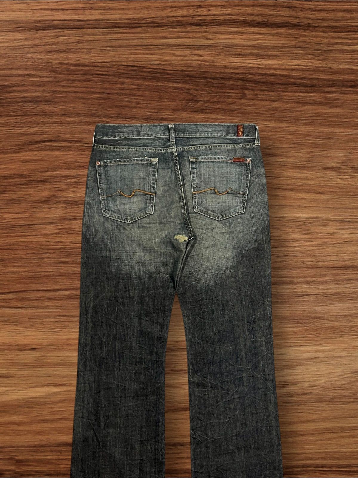 7 For All Mankind ⚡️Crazy⚡️7 For All Mankind Sand Wash Whiskering Flare Jeans Size US 34 / EU 50 - 6 Thumbnail