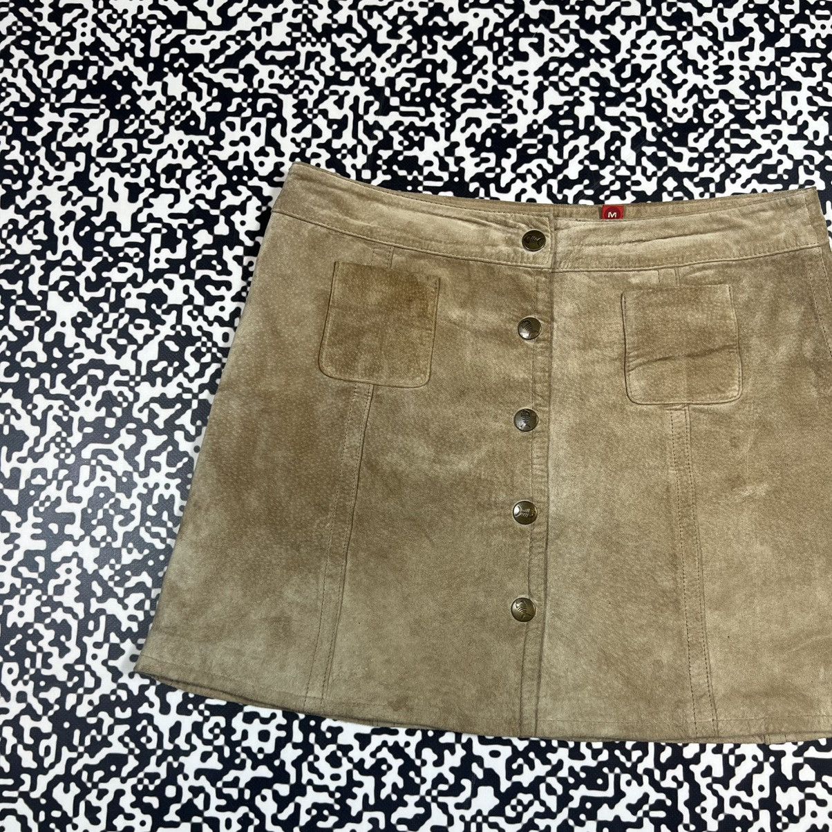 Japanese Brand Vintage Y2K Fishbone Leather Mini Skirt Japanese 90s Style Size 27" / US 4 / IT 40 - 5 Thumbnail