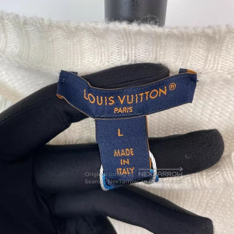 Louis Vuitton Louis Vuitton SS26 White Letter Pullover Long Sleeve Cashm Size US L / EU 52-54 / 3 - 6 Thumbnail