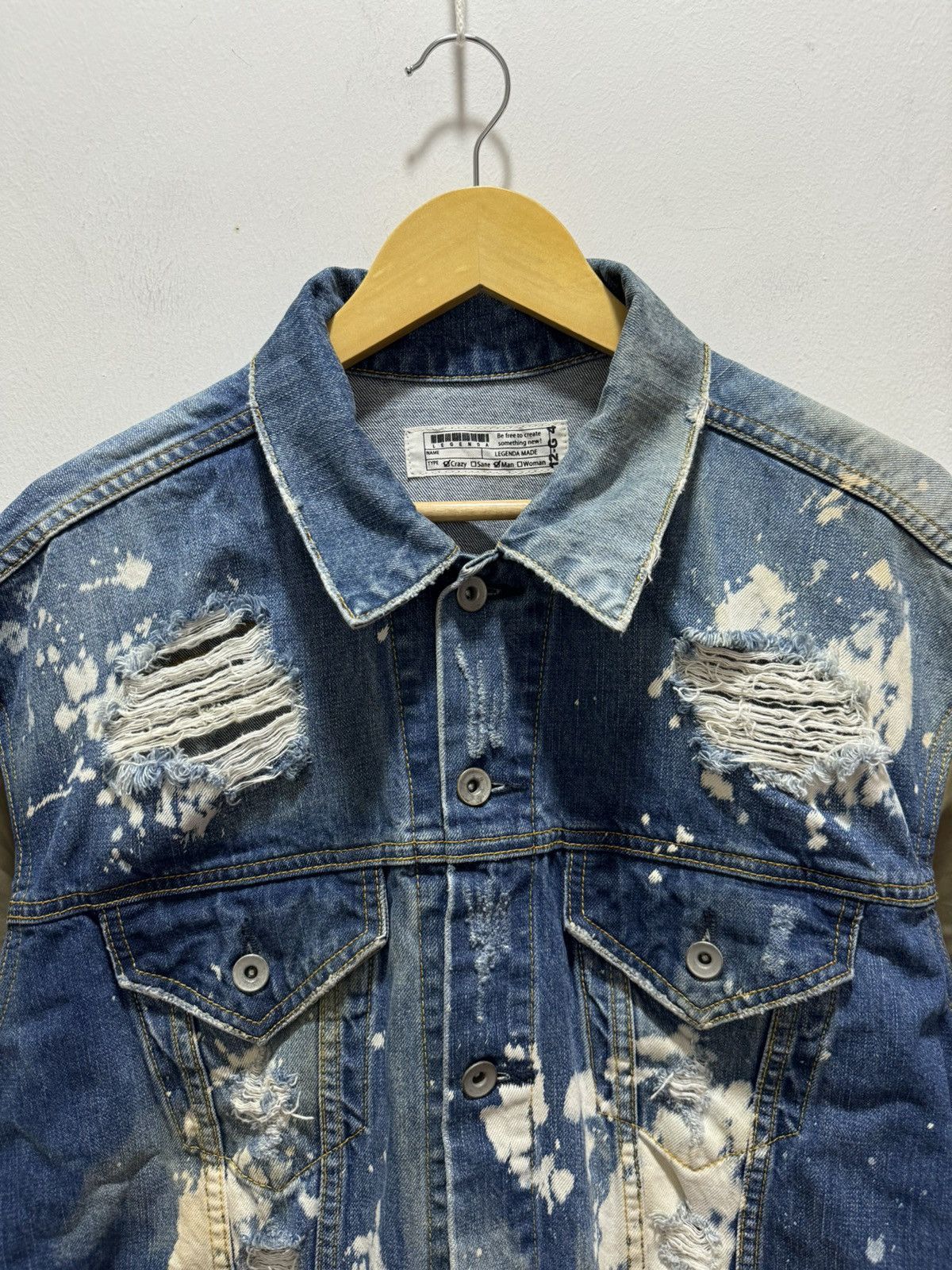 If Six Was Nine × Le Grande Bleu (L.G.B.) × Vintage LAGENDA MADE UNDERGOURD BLEACH OUT DISTRESSED CRAZY JACKET Size US L / EU 52-54 / 3 - 7 Thumbnail