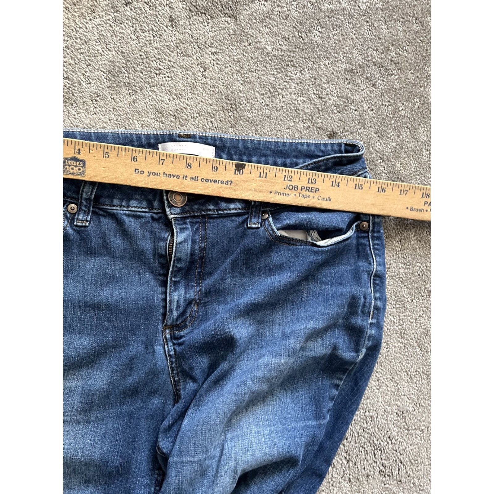 Vintage LC Lauren Conrad Jeans Modern Straight Distressed Denim 30x26 Blue Women's Size 6 Regular Stretch Size 28" / US 6 / IT 42 - 7 Thumbnail