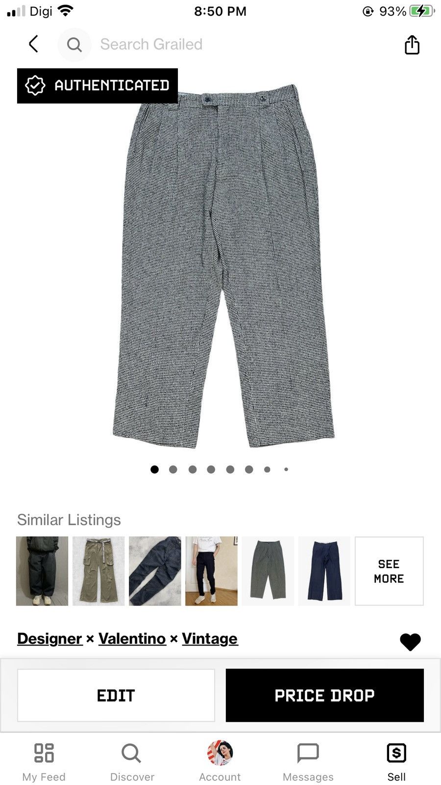 Valentino VALENTINO SPORT HOUNDSTOOTH WOOL TROUSERS #7894-188 Size US 36 / EU 52 - 12 Thumbnail