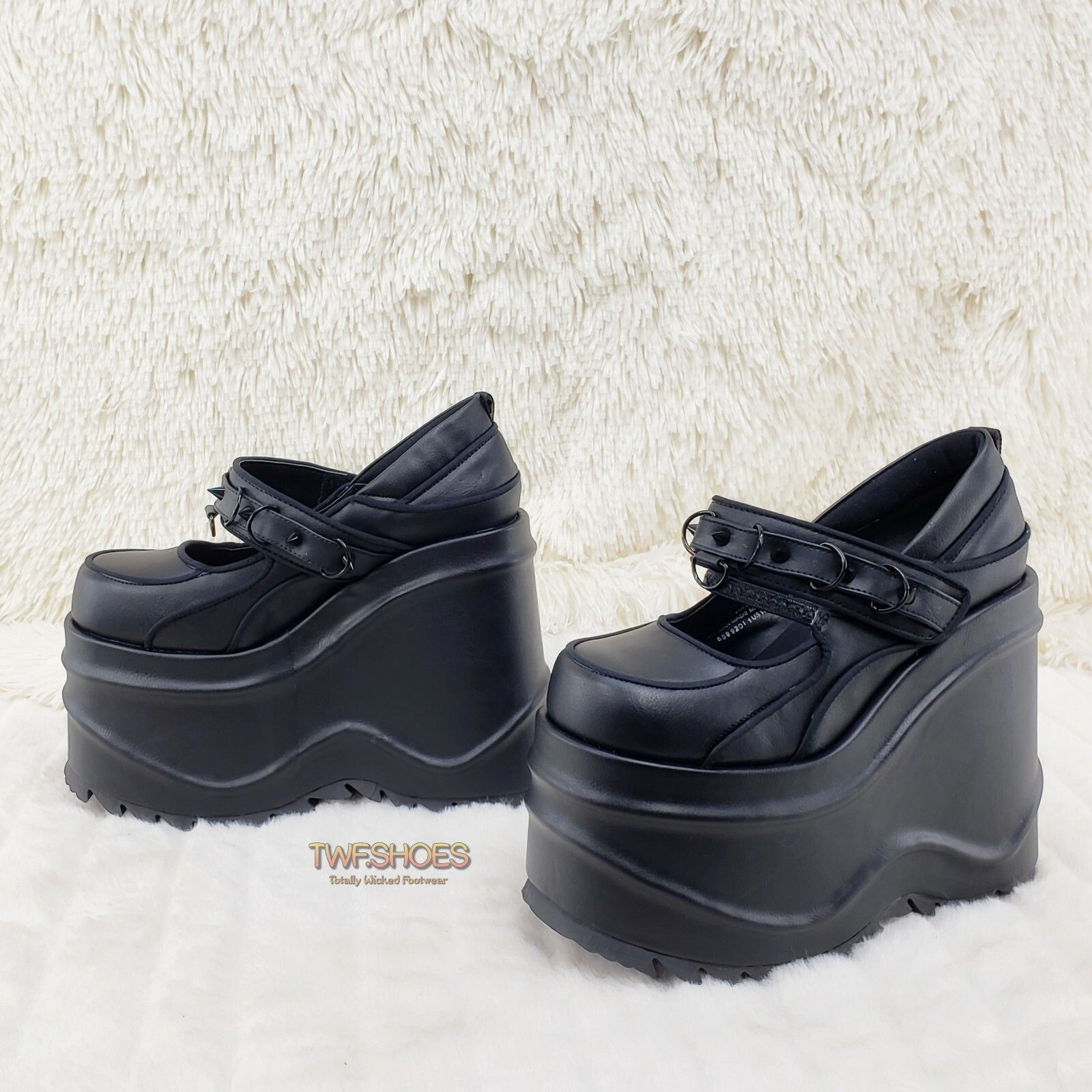 Demonia Cult DEMONIA Wave 48- 6" Platform Black Matte Goth Punk Mary Jane Size US 11 / IT 41 - 6 Thumbnail