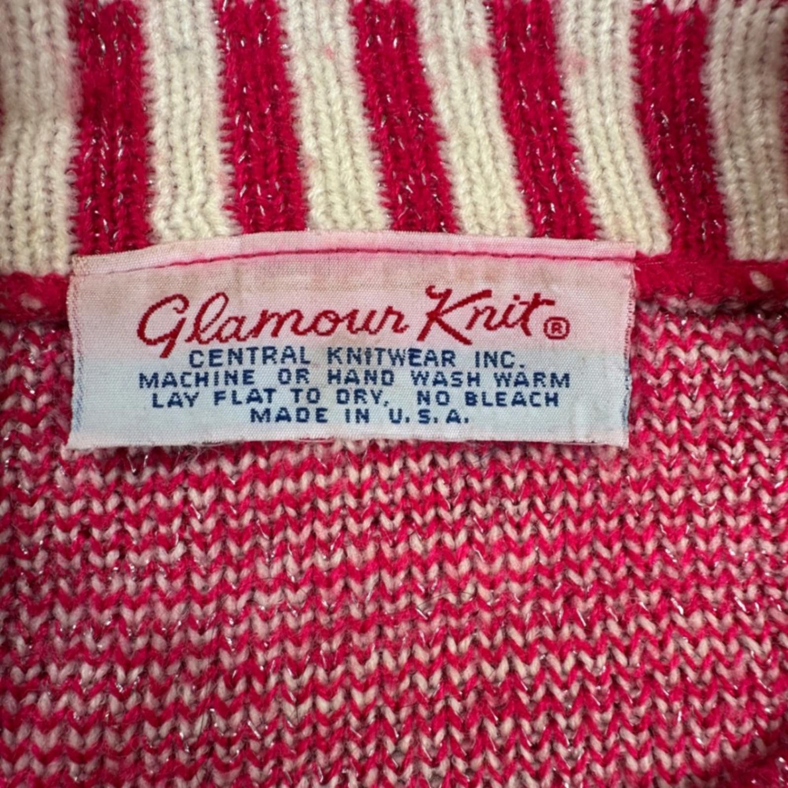 Other Vintage Glamour Knit Womens Sweater S Made in USA Red Floral Size S / US 4 / IT 40 - 4 Thumbnail