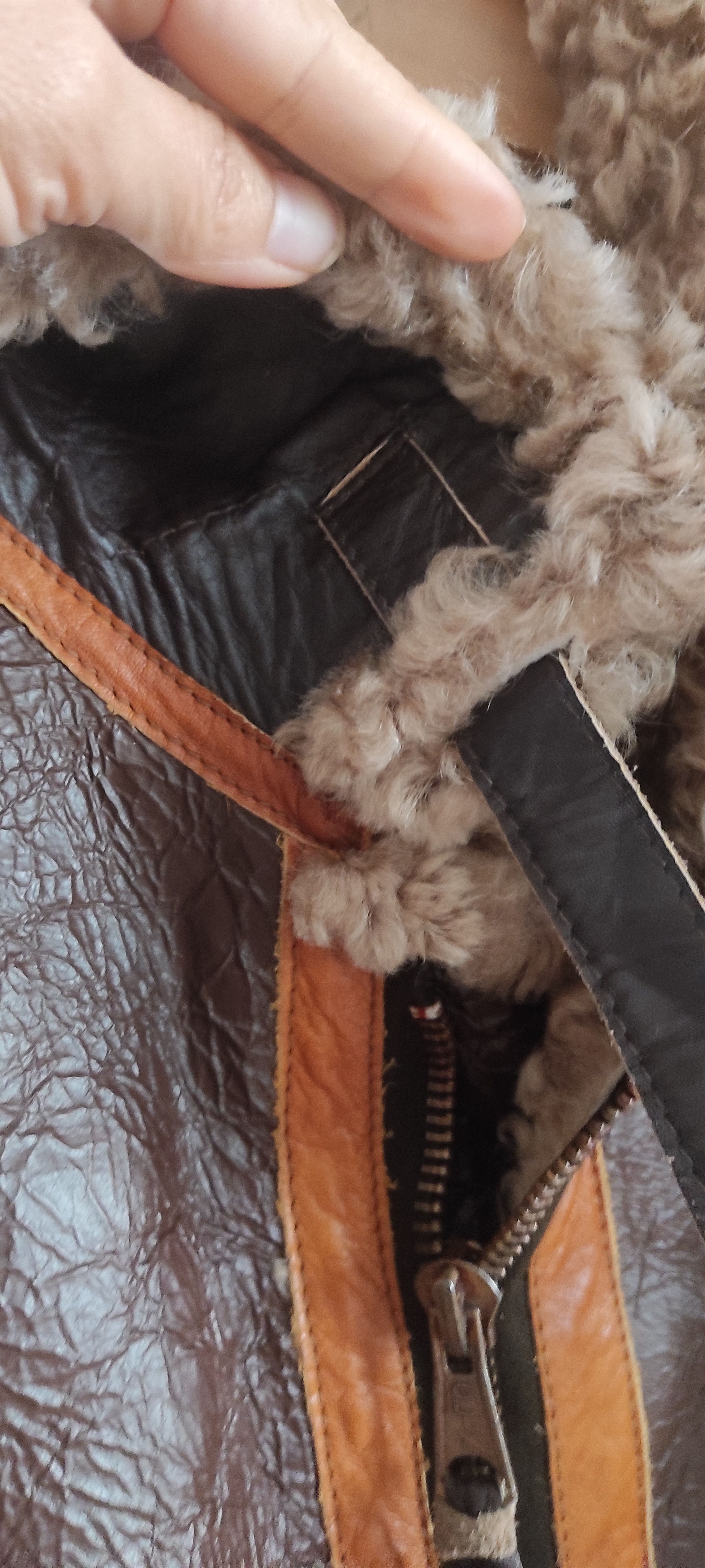 Other Bomber Flying Genuine Sheepskin Leather Fur Jacket Size US L / EU 52-54 / 3 - 10 Thumbnail