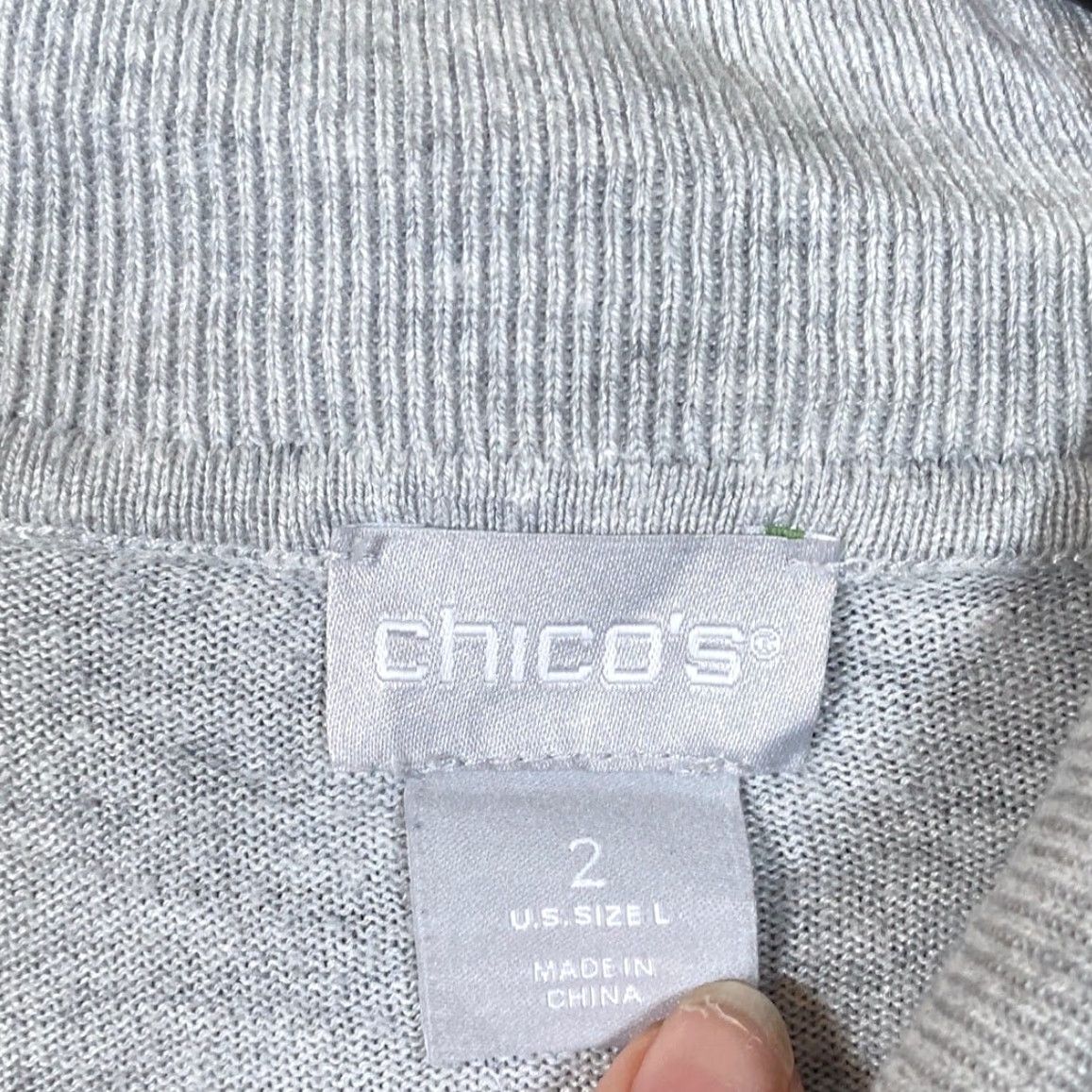 Vintage Chicos Womens Sweater Gray Featherweight Cashmere Blend Asymmetrical 2 (L) Size L / US 10 / IT 46 - 4 Thumbnail