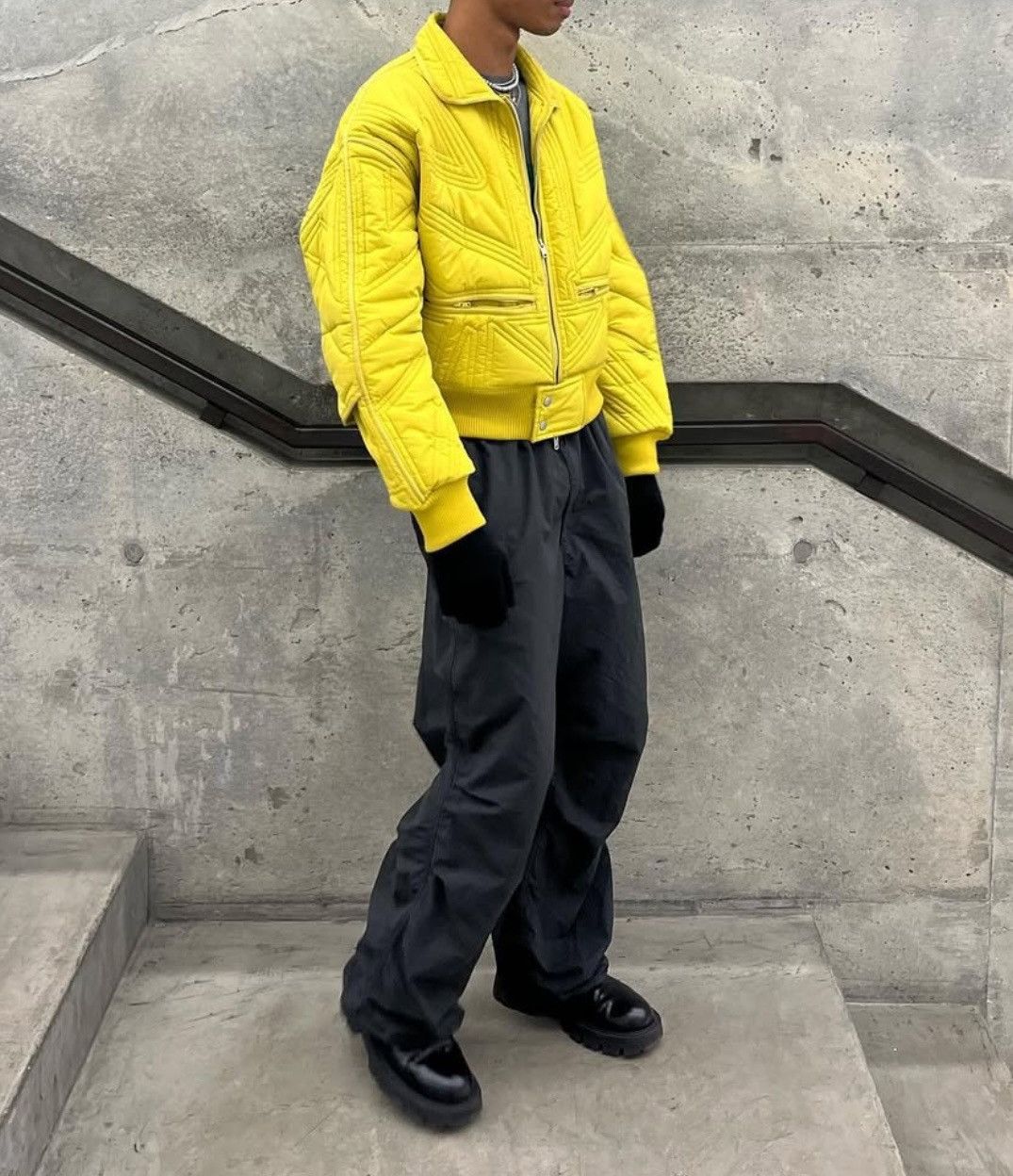 Y-3 Y3 by Yohji Yamamoto yellow cropped quilted jacket Size M / US 6-8 / IT 42-44 - 1 Thumbnail