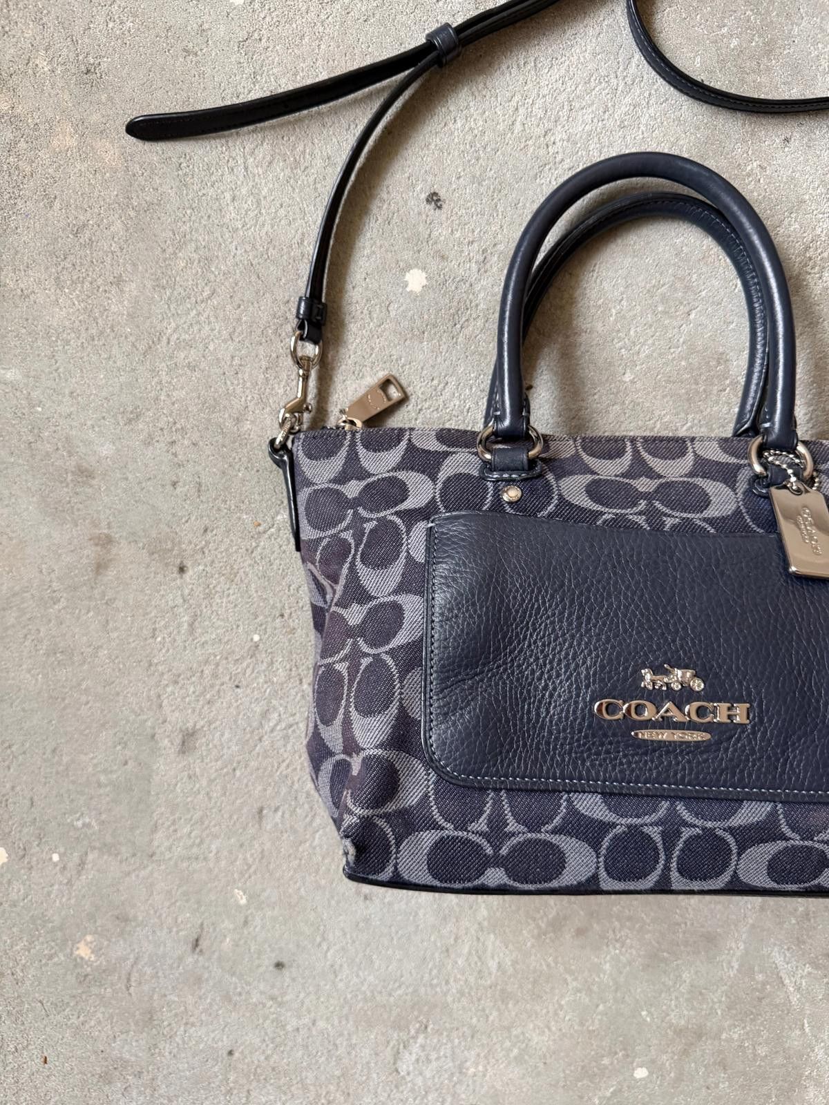 Coach Coach 2Way Signature Mini Emma Denim Shoulder Bag Navy Size ONE SIZE - 2 Thumbnail