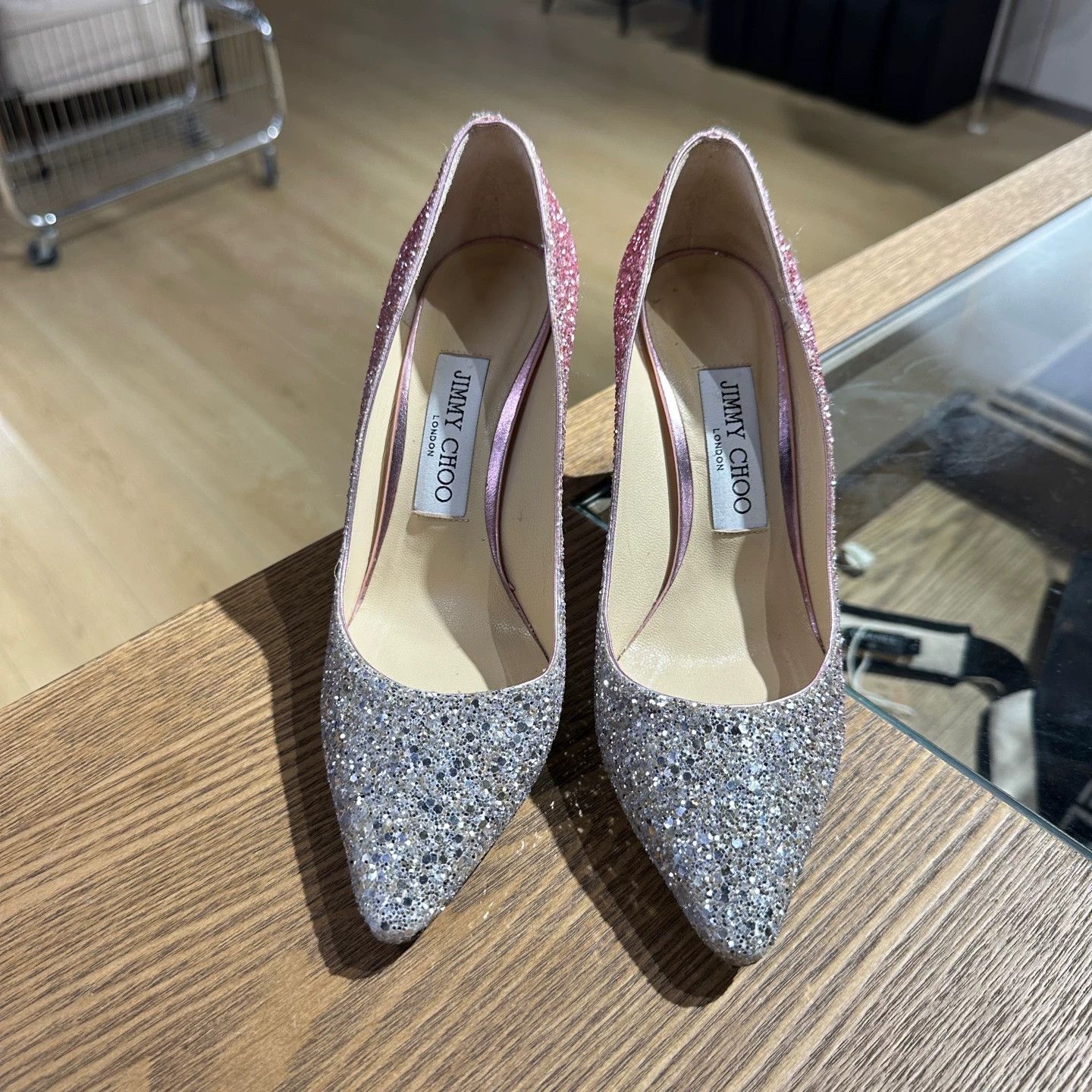 Jimmy Choo Jimmy Choo mar669 silver glitter heels 36.5 Size US 6 / IT 36 - 2 Thumbnail