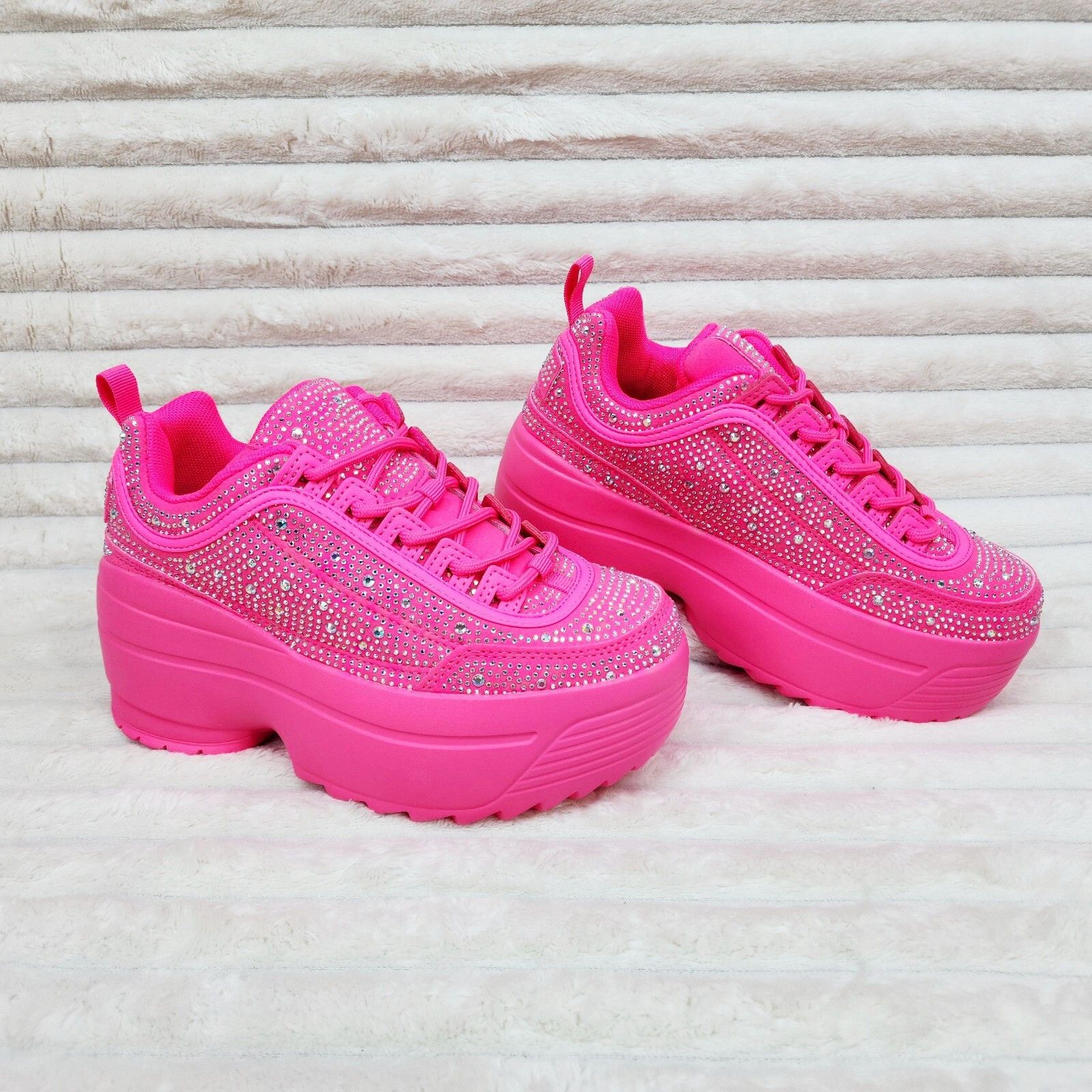 Other Ultra Cush Hot Pink Rhinestone Platform Sneakers (US Shoe Si Size US 7 / IT 37 - 7 Thumbnail