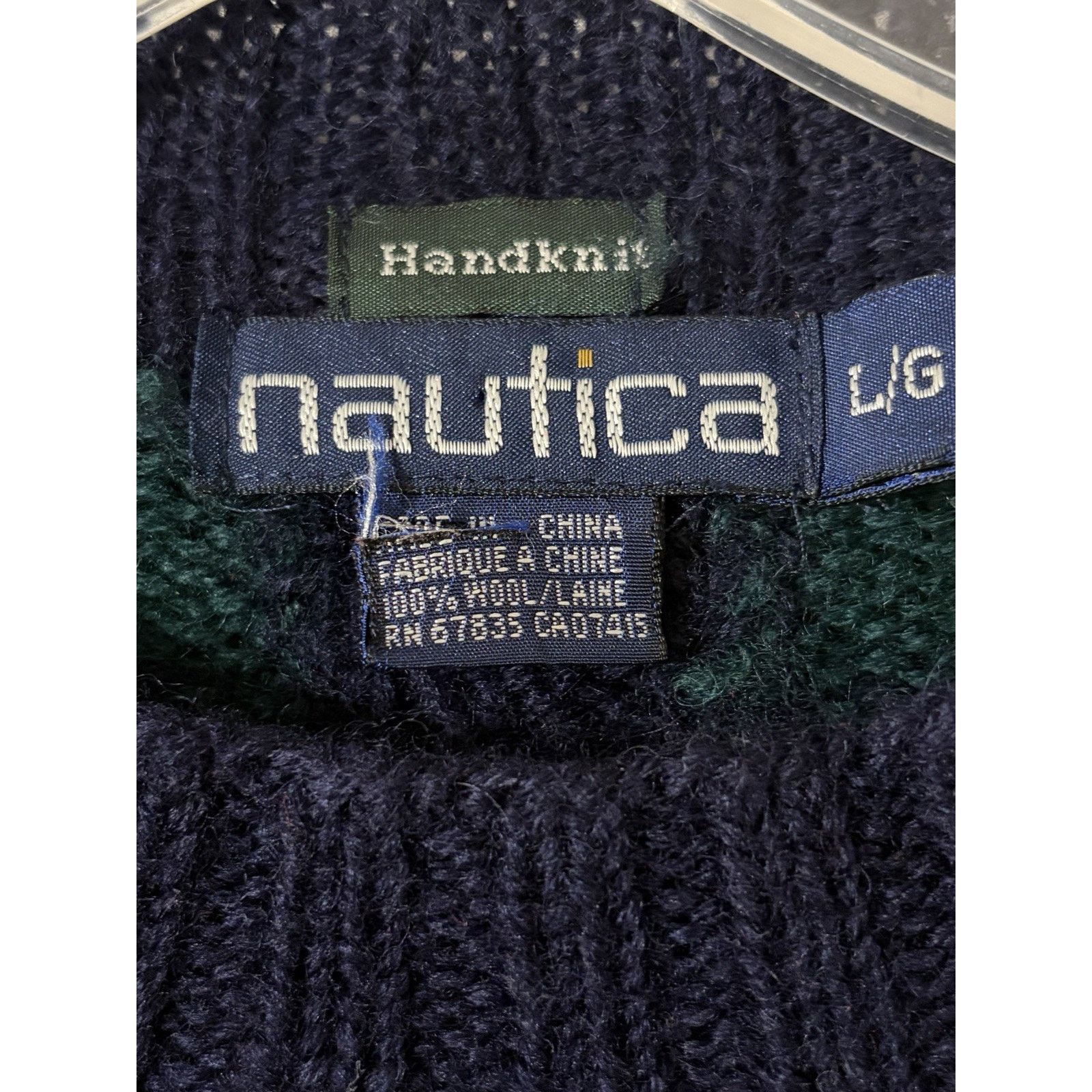Nautica Vtg Nautica Tartan Plaid Sweater Sz L Hand Knit Wool Green Size US L / EU 52-54 / 3 - 2 Thumbnail