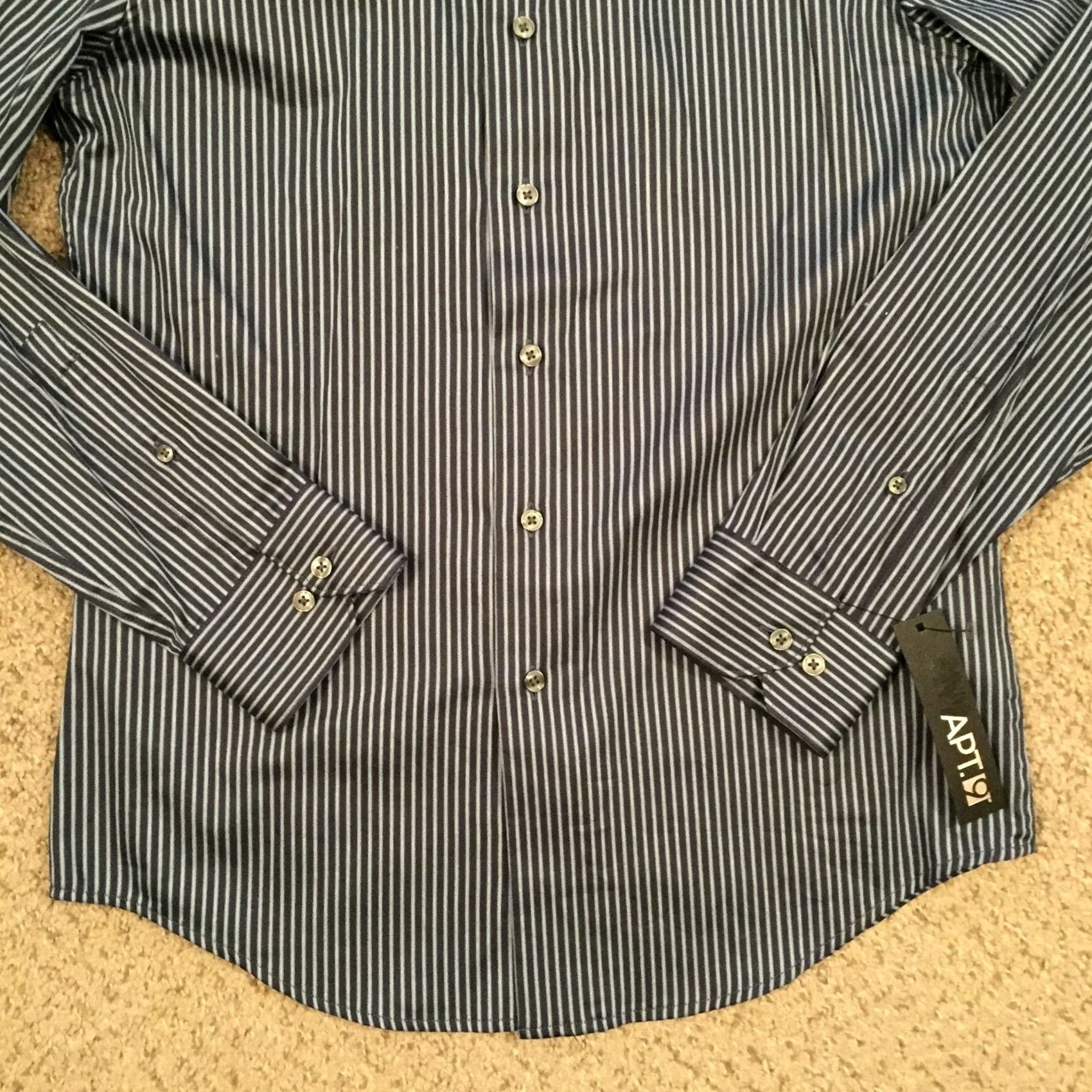 Apt. 9 Apt 9 Shirt Mens Small Blue Striped Long Sleeve Button Up New Size US S / EU 44-46 / 1 - 4 Thumbnail