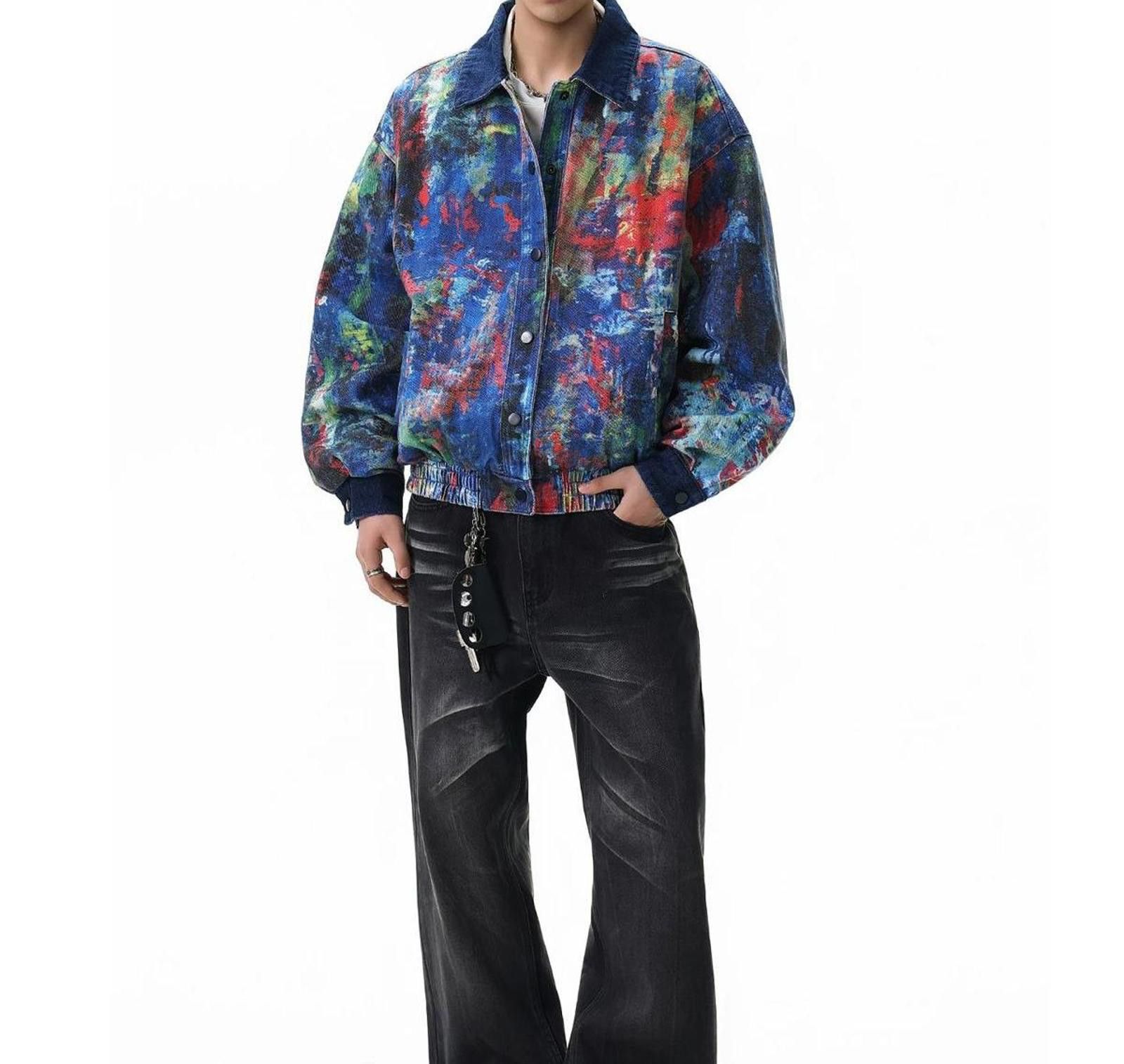 Other Graffiti Art Denim Jacket | Painted Boxy Wide Outerwear Size US M / EU 48-50 / 2 - 4 Thumbnail