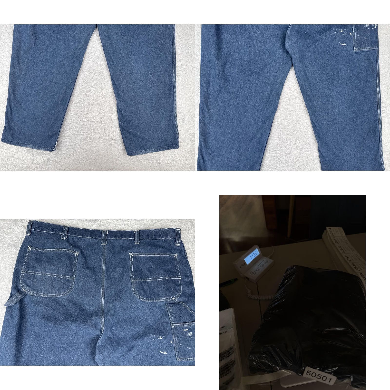 Denime VINTAGE Roebucks Jeans Men 46x30 Carpenter Denim Workwear Hammer Loop 5-Pocket Straight Blue USA Size US 30 / EU 46 - 10 Thumbnail