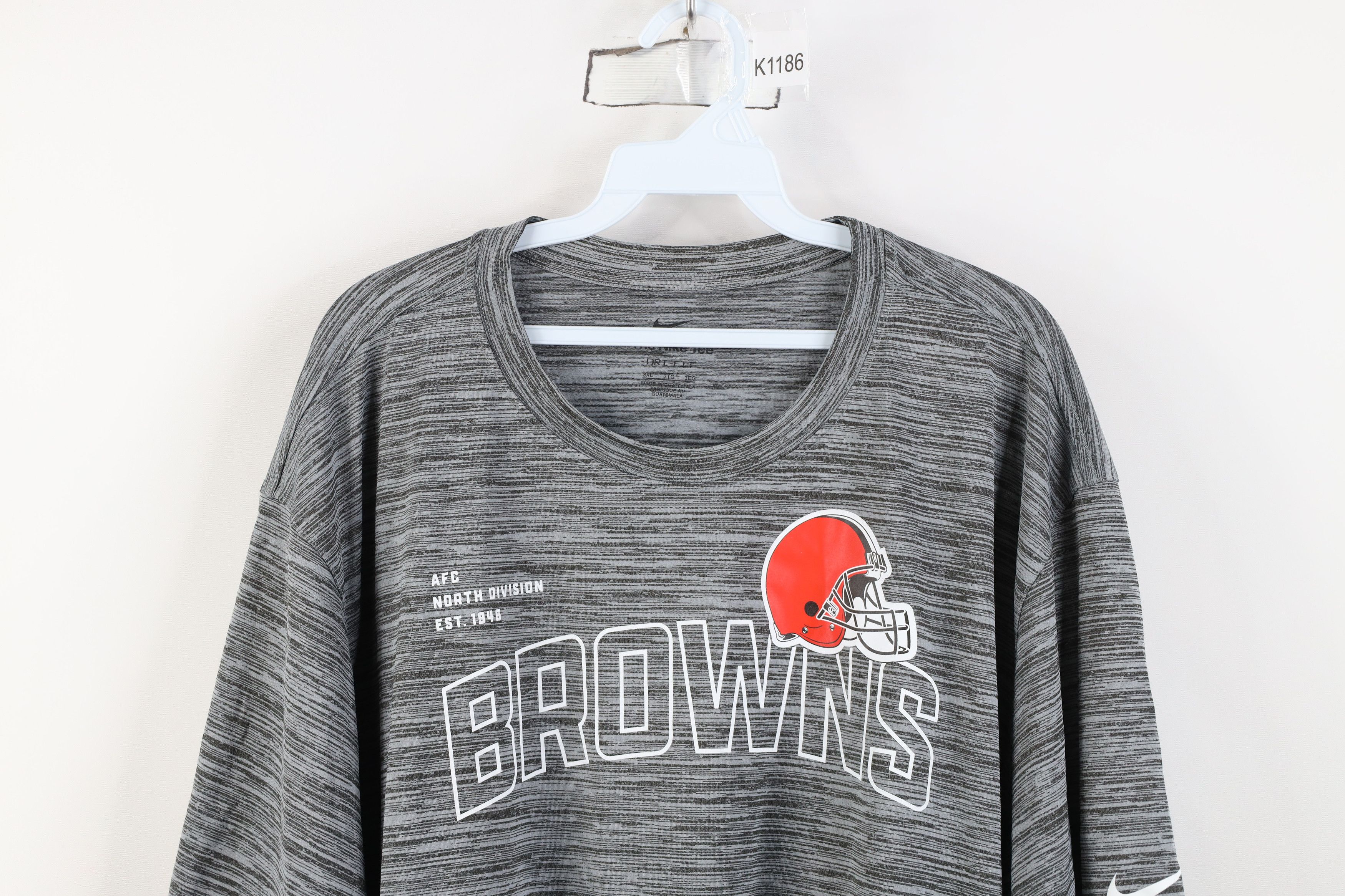 Nike Nike Cleveland Browns Football Short Sleeve T-Shirt Gray Size US XXL / EU 58 / 5 - 2 Thumbnail