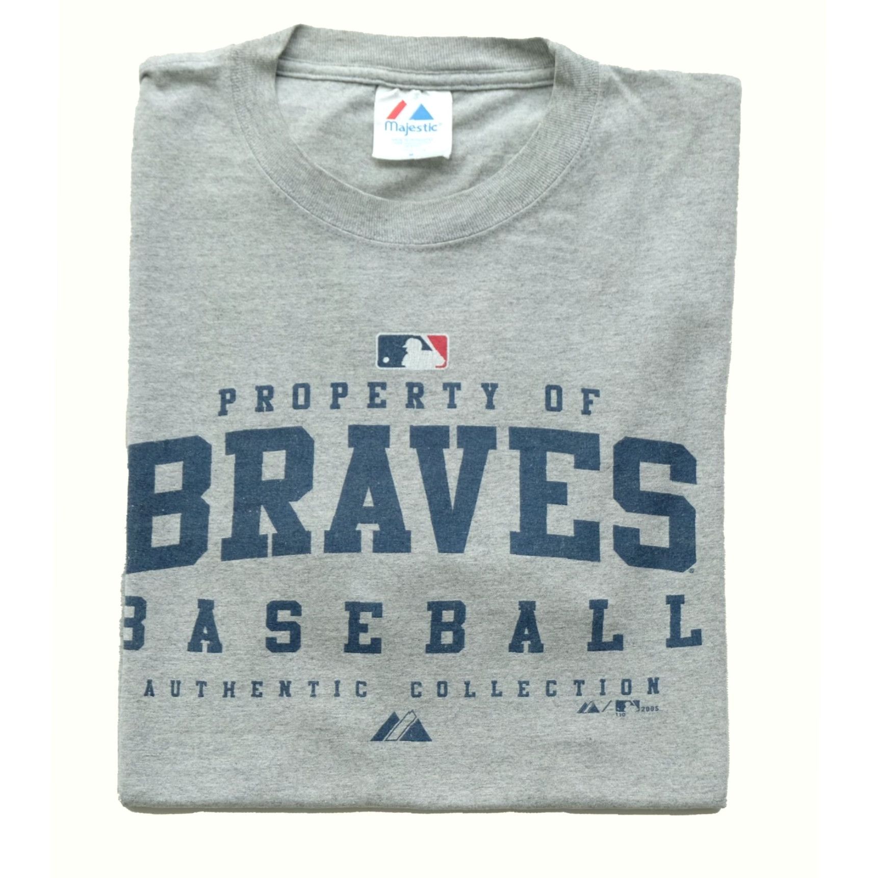 MLB VTG Majestic MLB Atlanta Braves T-Shirt Mens M Gray Crew Neck Short Sleeve 2000s 90s USA Baseball Logo Retro Sports Shirt Size US M / EU 48-50 / 2 - 2 Thumbnail