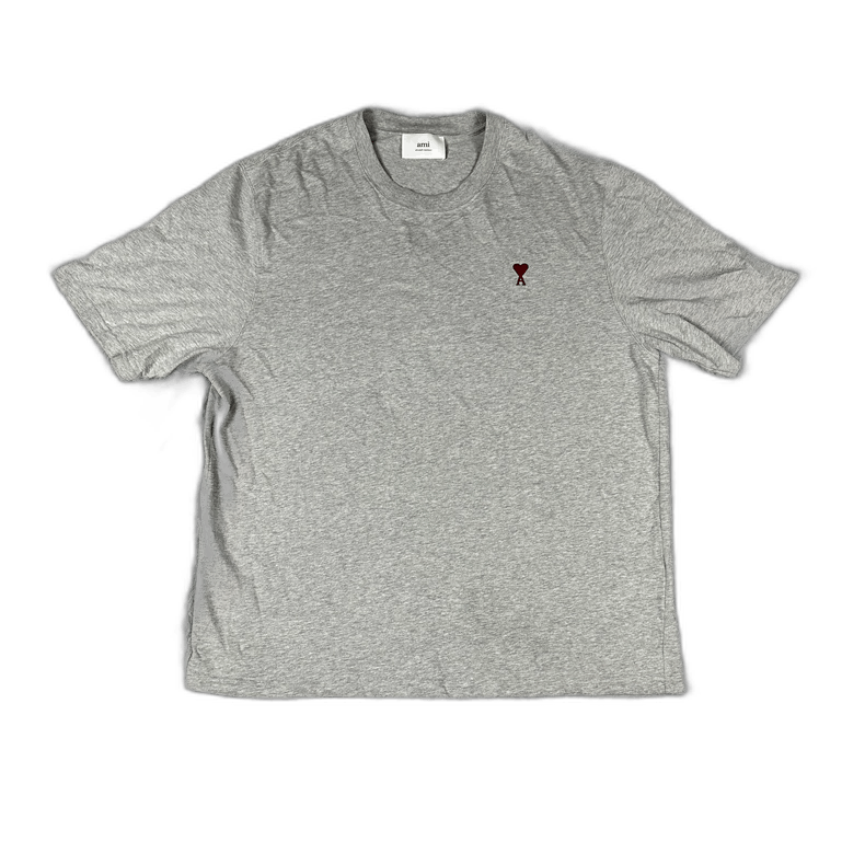 AMI AMI PARIS Gray Red Heart Embroidered T-shirt Size US XL / EU 56 / 4 - 1 Thumbnail