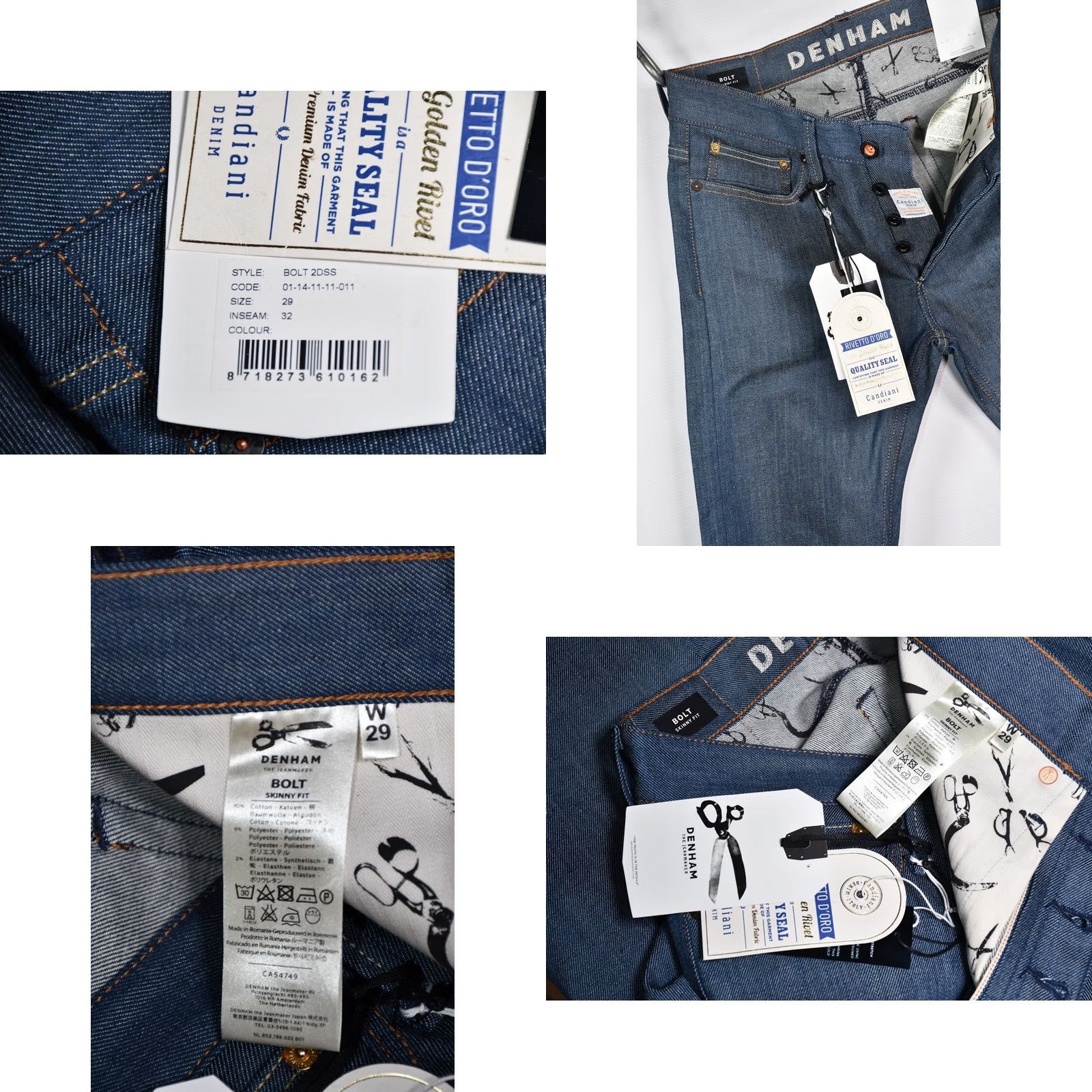 DENHAM DENHAM Bolt Italian Candiani Stretch Selvedge Denim Skinny Jeans W29 L32 Mens Jeans Skinny Stretch Blue 5-Pocket Inseam 32 Size US 29 - 8 Thumbnail