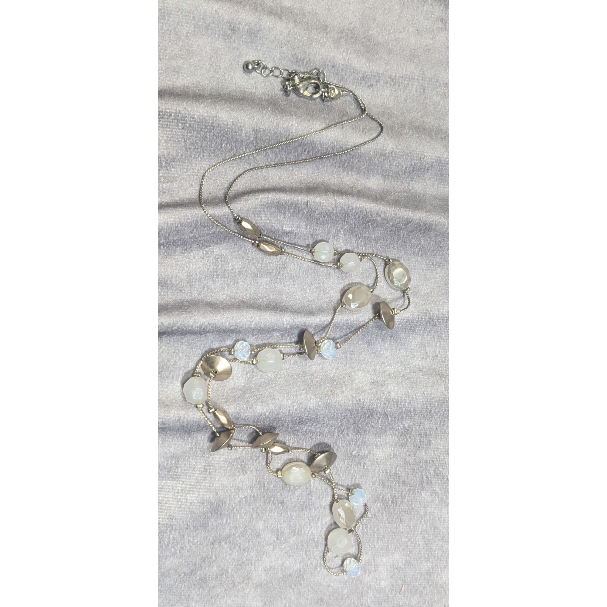 Other Smokey White Glass And Gold Tone Metal Studded Station Neckl Size ONE SIZE - 5 Thumbnail