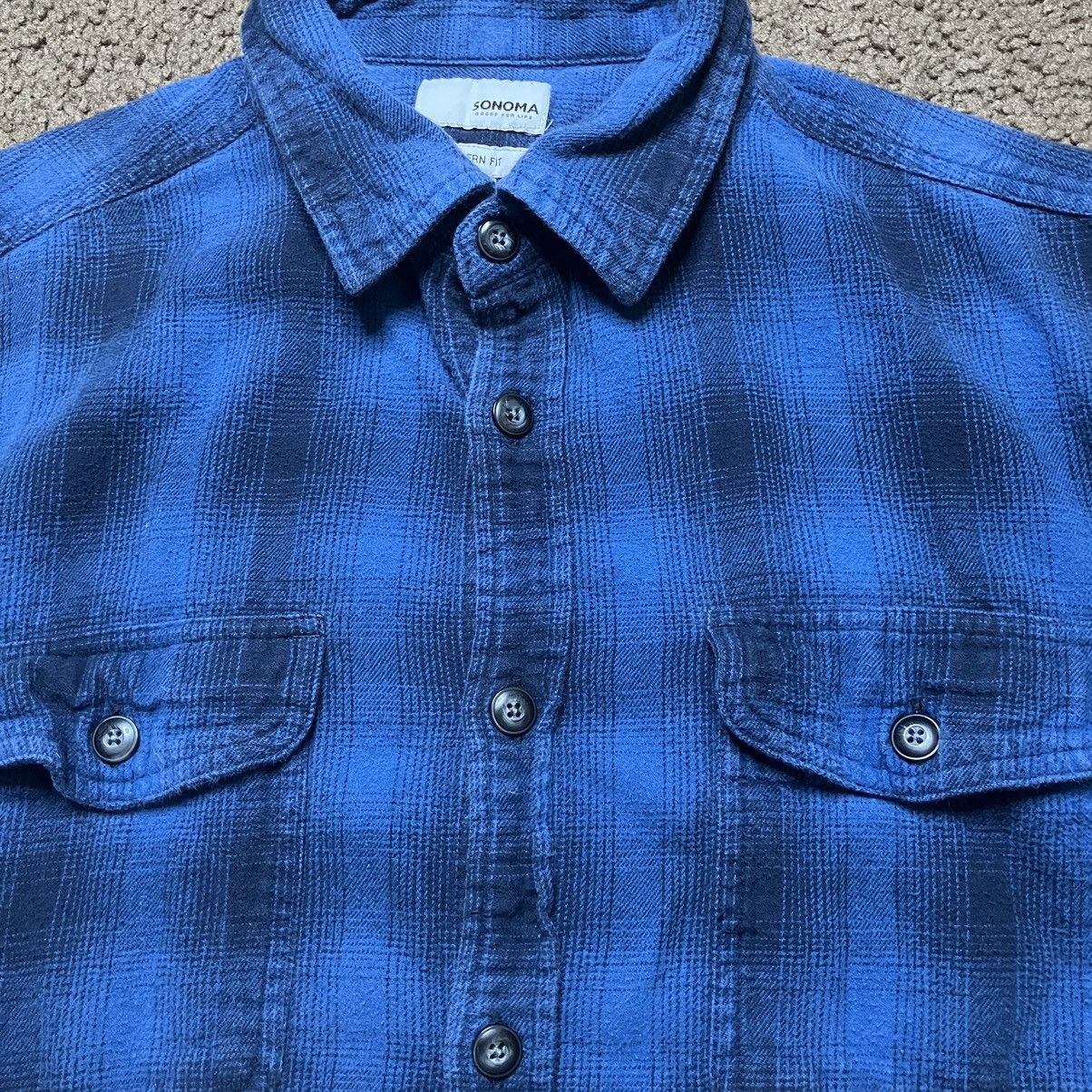 Sonoma Sonoma Goods For Life Blue Plaid Flannel Shirt Size US M / EU 48-50 / 2 - 2 Thumbnail
