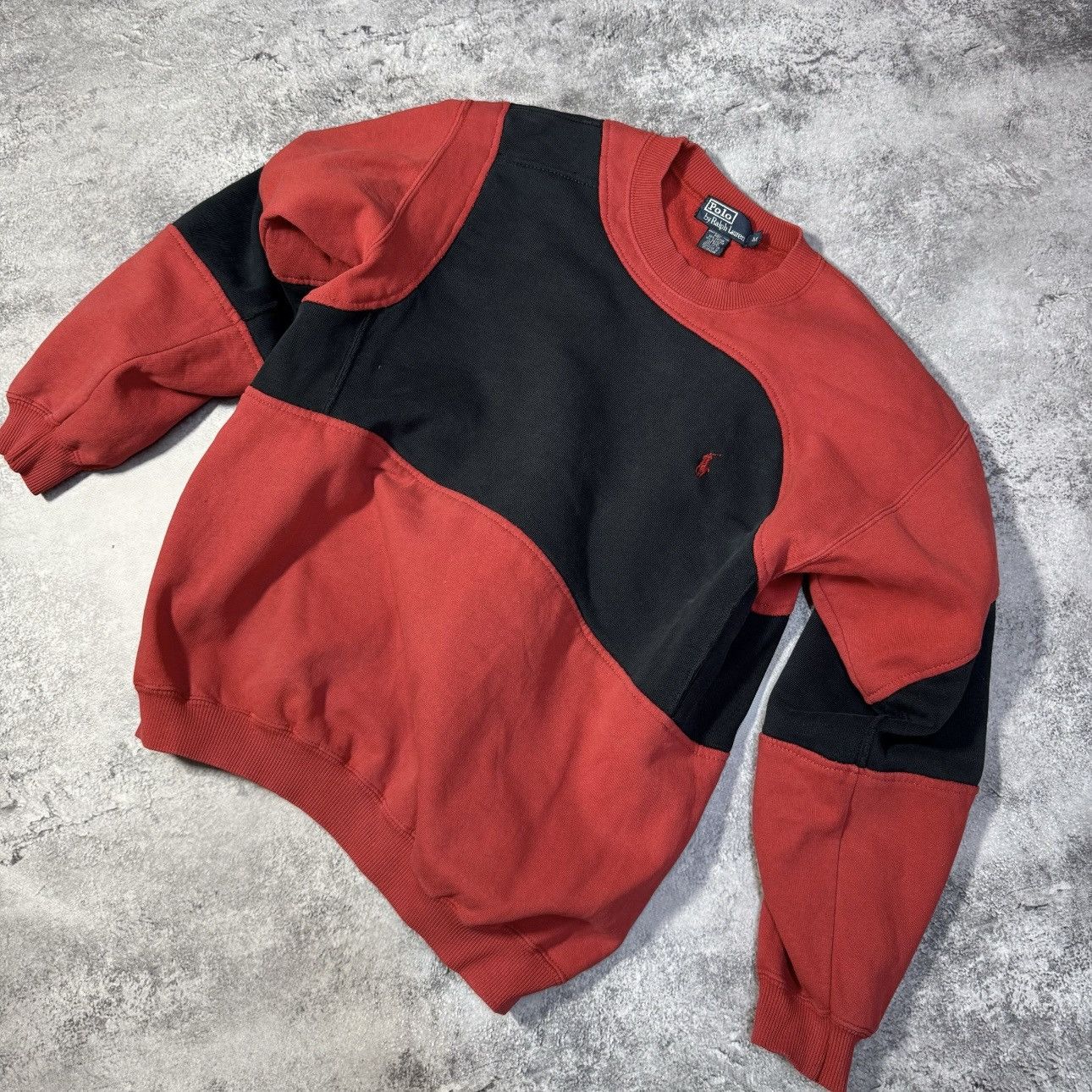 Other Reworked Ralph Lauren Colorblock Sweatshirt – Red / Black Size US M / EU 48-50 / 2 - 1 Thumbnail