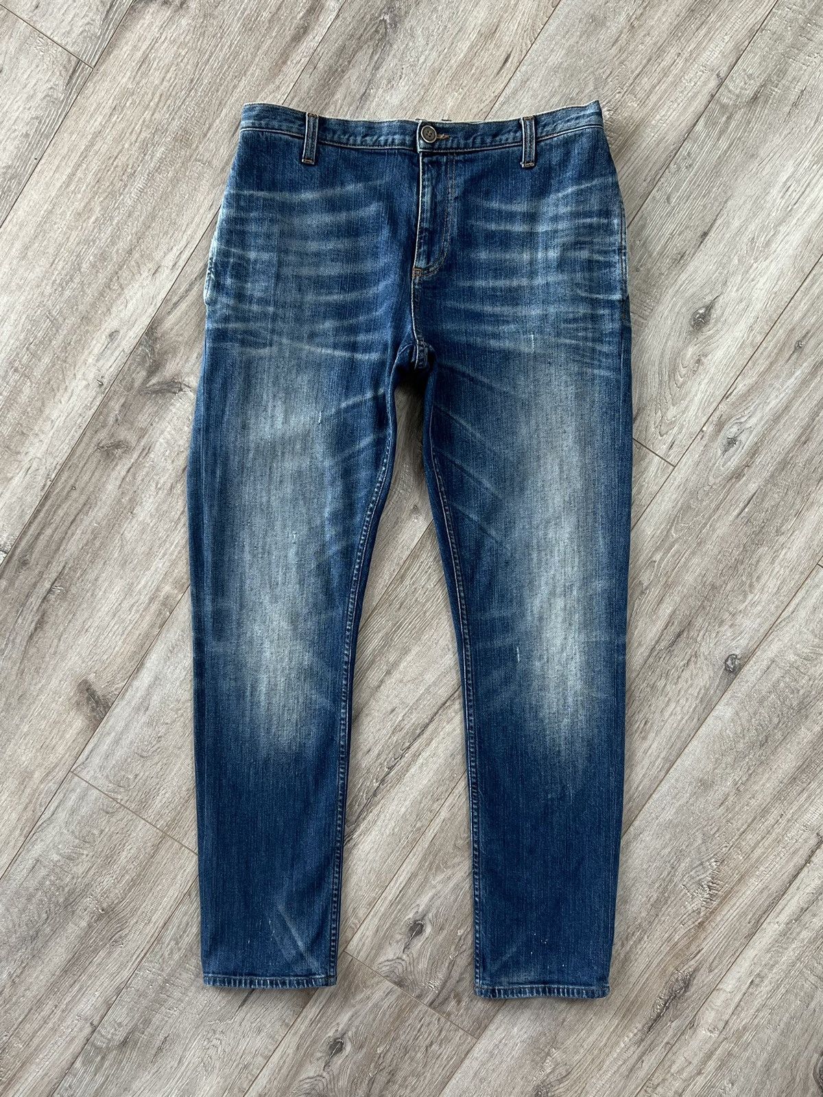 image of Gucci Short Chino Distressed Denim Pants Web Stripe in Blue, Men's (Size 30)