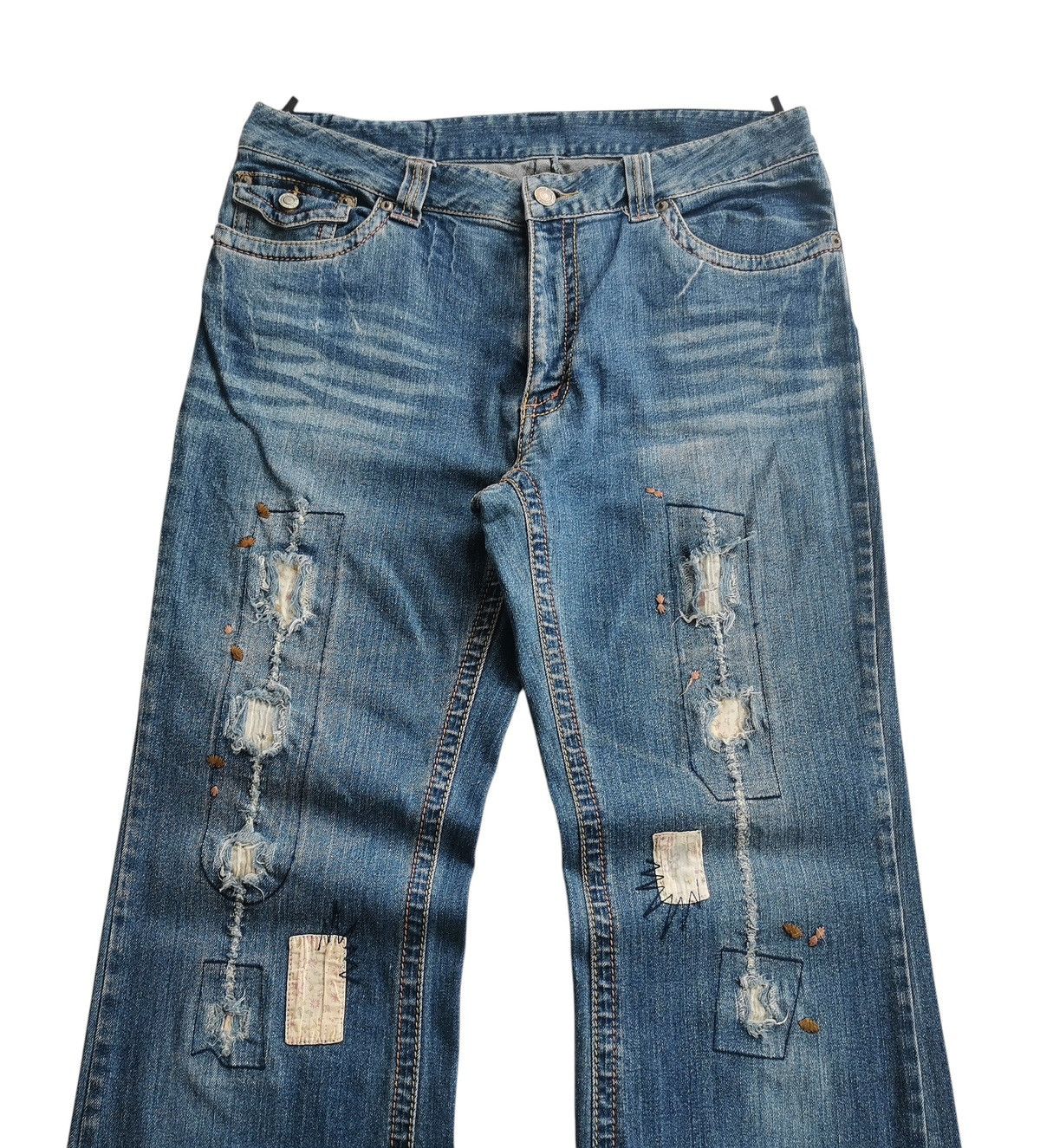 Japanese Brand Playchess Patchwork Flared Jeans Like If Six Was Nine Size US 32 / EU 48 - 2 Thumbnail