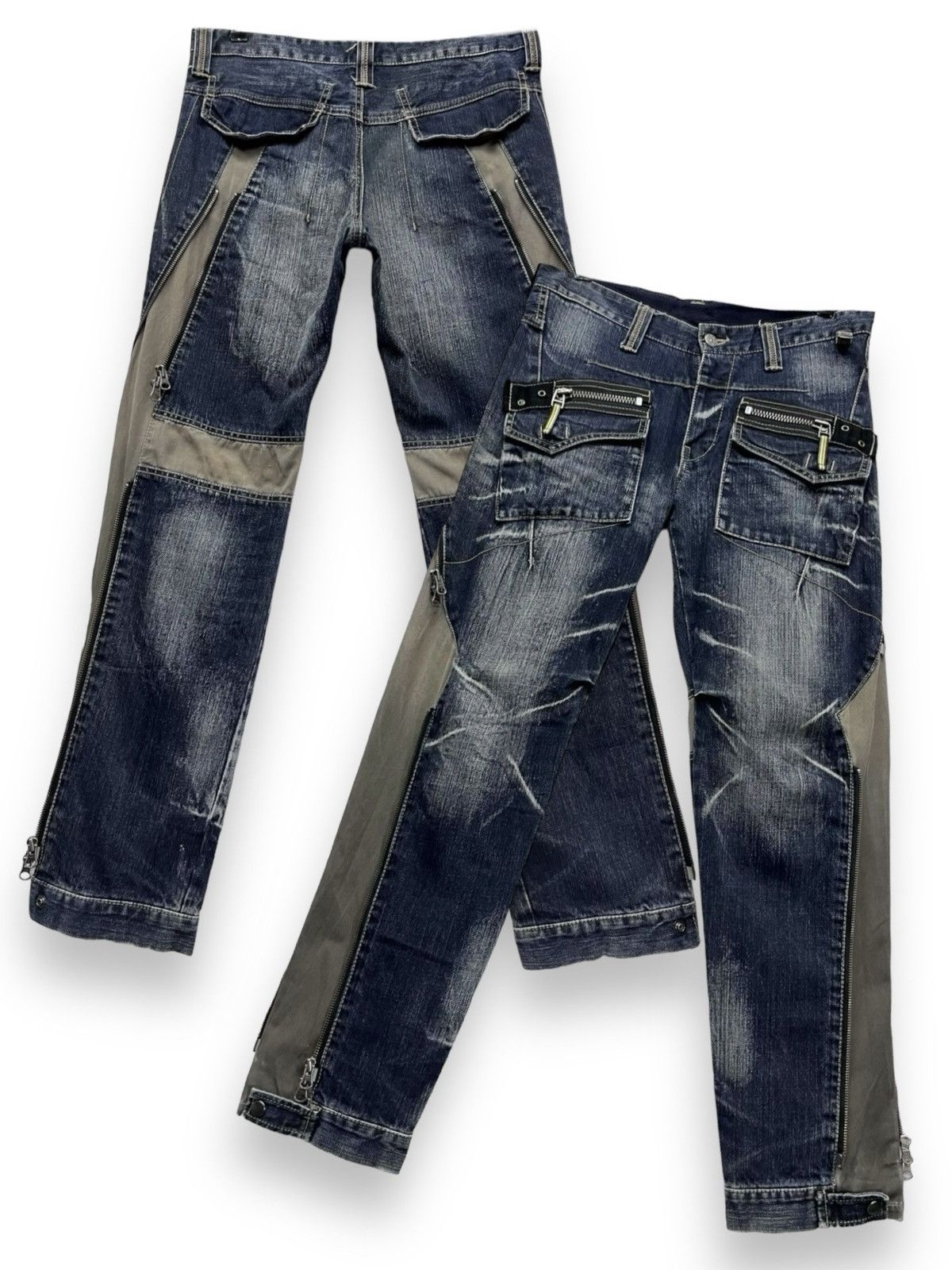 PPFM 🔥FYE🔥PPFM Punk MultiZipper Hybrid Denim Bush Pants Size US 30 / EU 46 - 1 Thumbnail