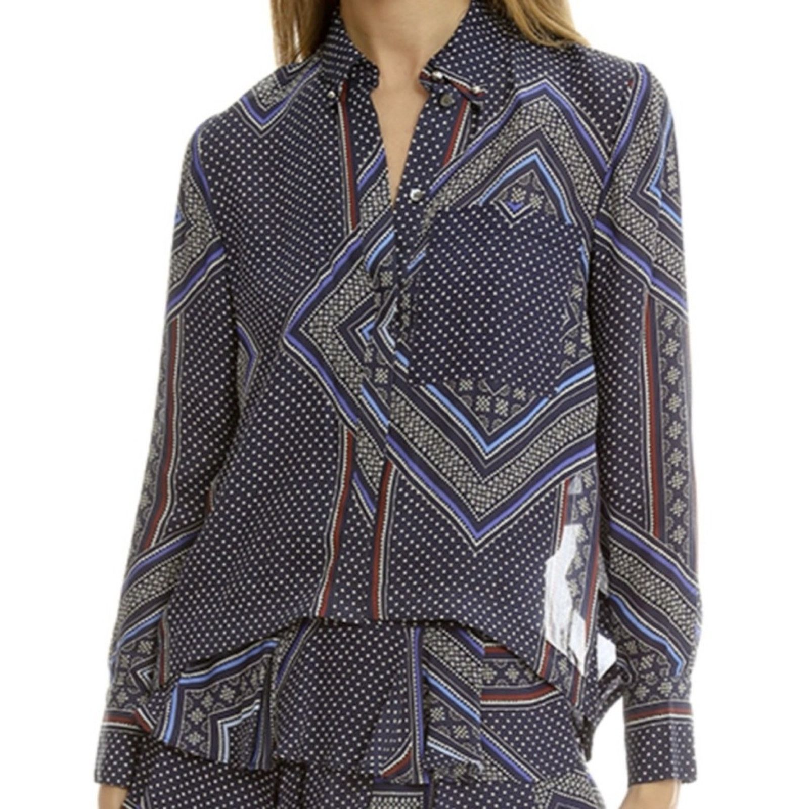 Derek Lam 10 Crosby DEREK LAM • 10 Crosby Bandana 100% Silk Button-Down Shirt Size XS / US 0-2 / IT 36-38 - 16 Thumbnail