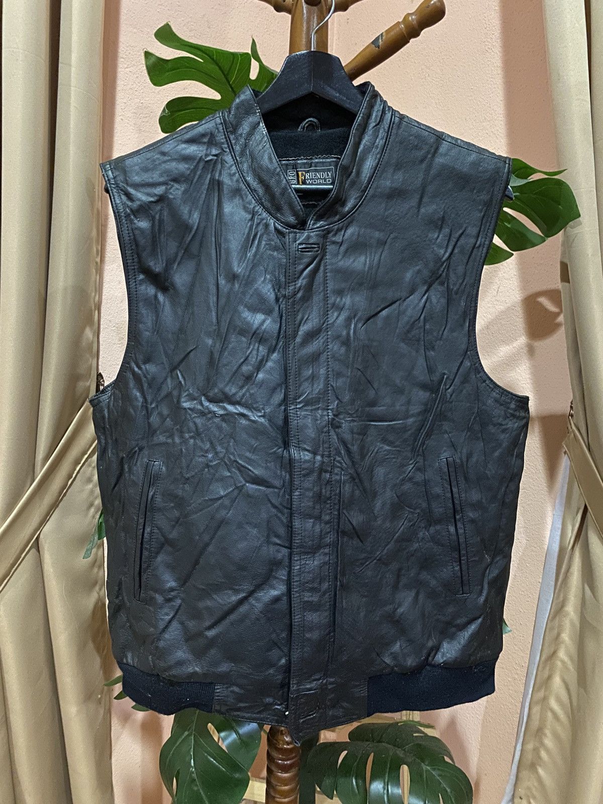 Other Vintage Euro Friendly World Leather Vest - Black Sleeveless Size US M / EU 48-50 / 2 - 1 Thumbnail