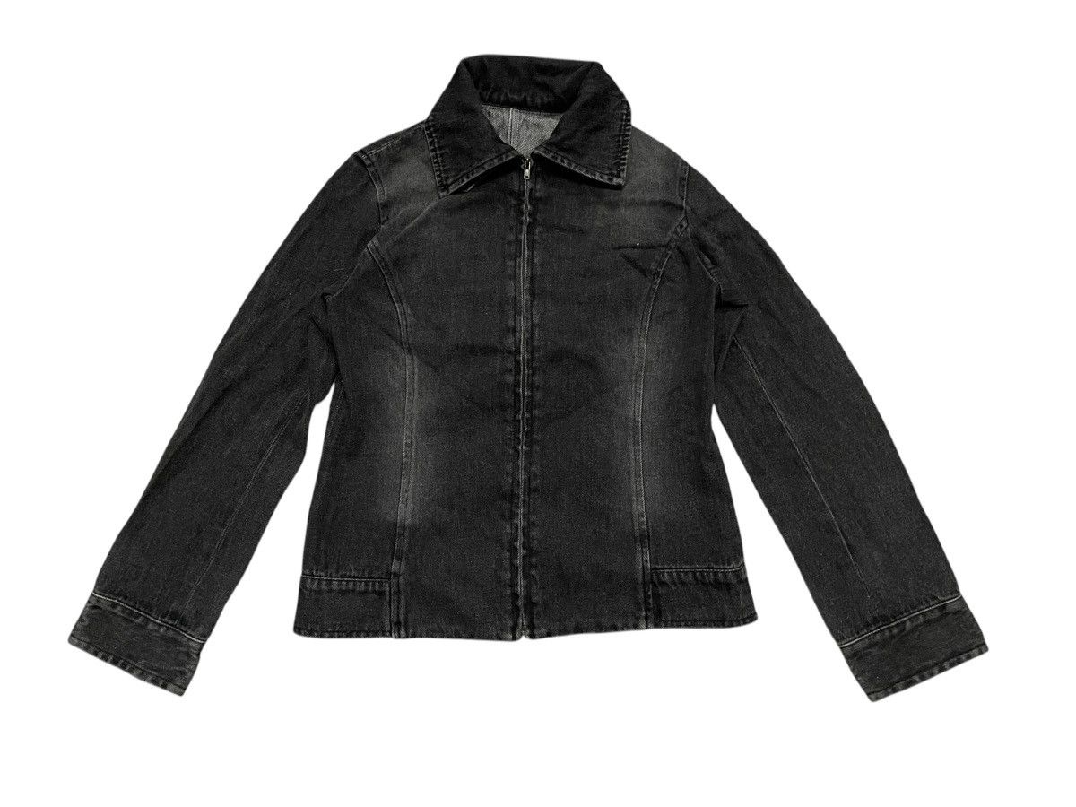 Japanese Brand × Vintage 2000s DIOR INSPIRED DENIM BIKER JACKET ALL BLACK Size S / US 4 / IT 40 - 1 Thumbnail