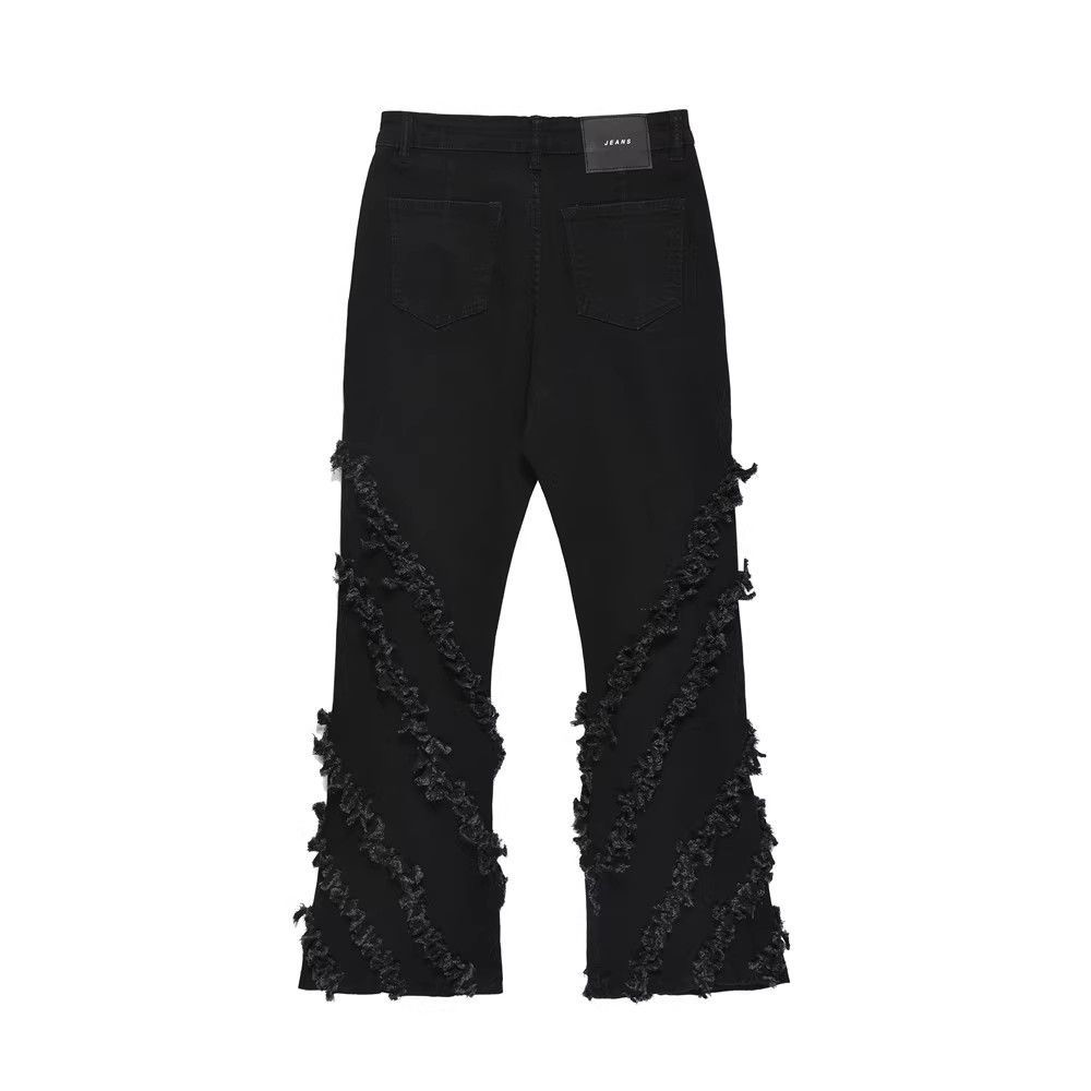 Japanese Brand × Jean Street trend personality punk whisker patchwork flared jeans Size US 32 / EU 48 - 2 Thumbnail