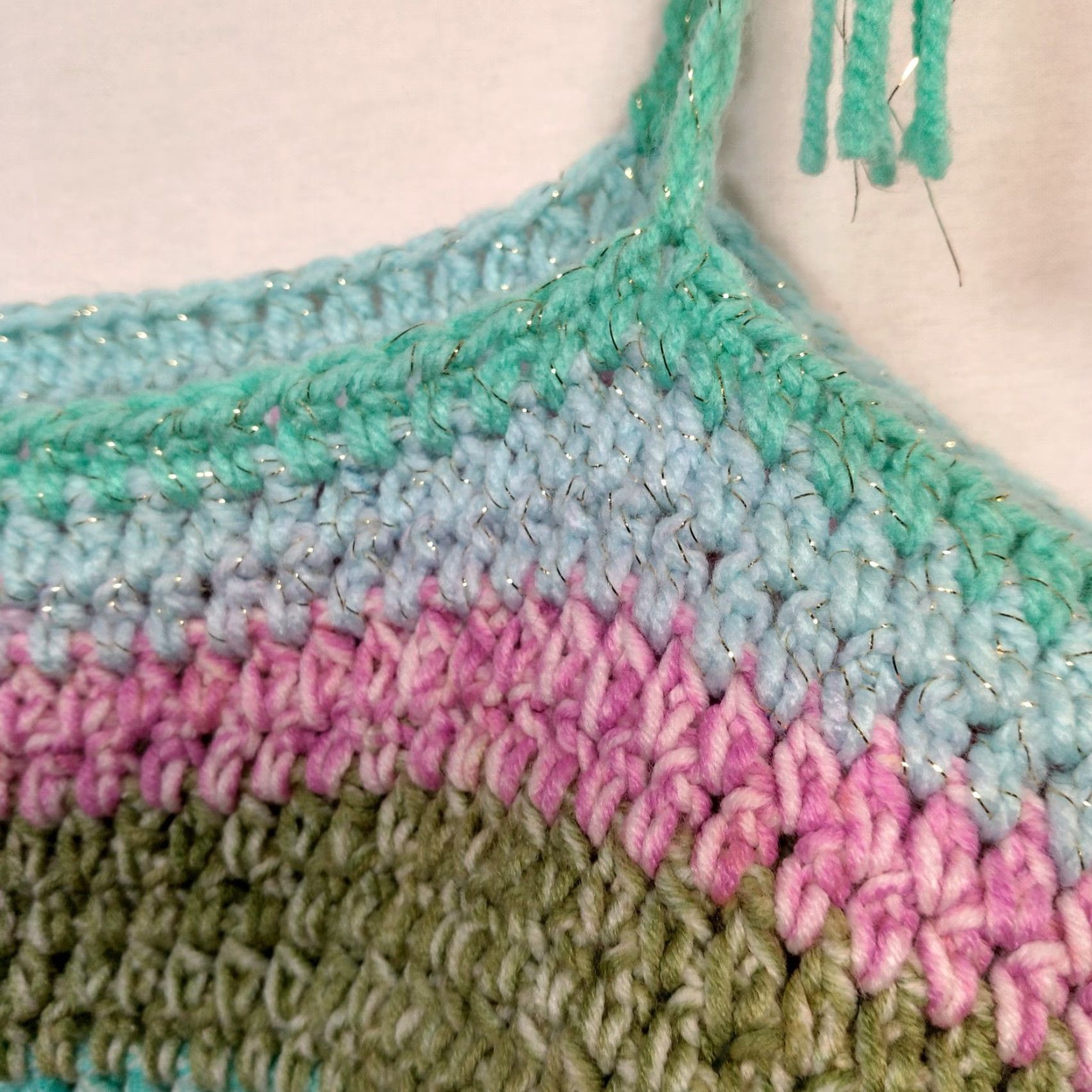Vintage VINTAGE Handmade Crochet Tube Top Women L/XL Pastel Rainbow Metallic Threads Beach Festival Summer Boho Casual Size L / US 10 / IT 46 - 7 Thumbnail