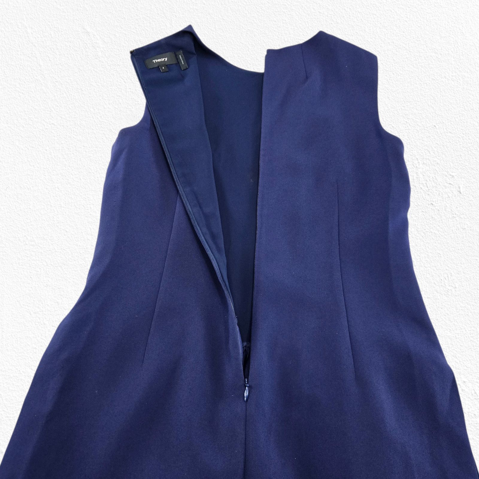 Theory Navy Blue Pleated Hem Modern Sleeveless Dress Size 4 Size S / US 4 / IT 40 - 10 Thumbnail
