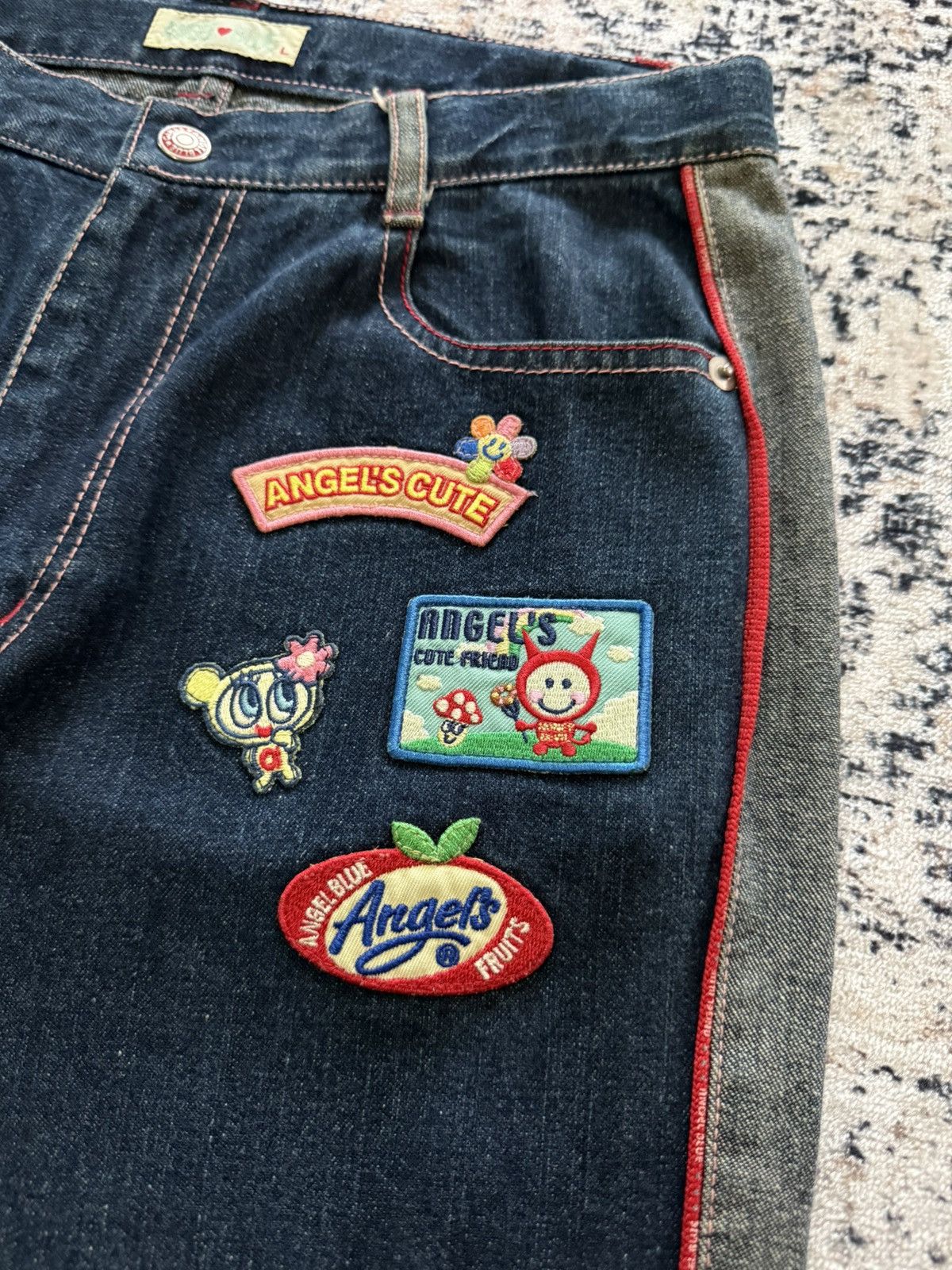 Hysteric Glamour 2000s Angel Blue Kawaii Side Panel Patched Flared Jeans Y2K Size US 28 / EU 44 - 8 Thumbnail