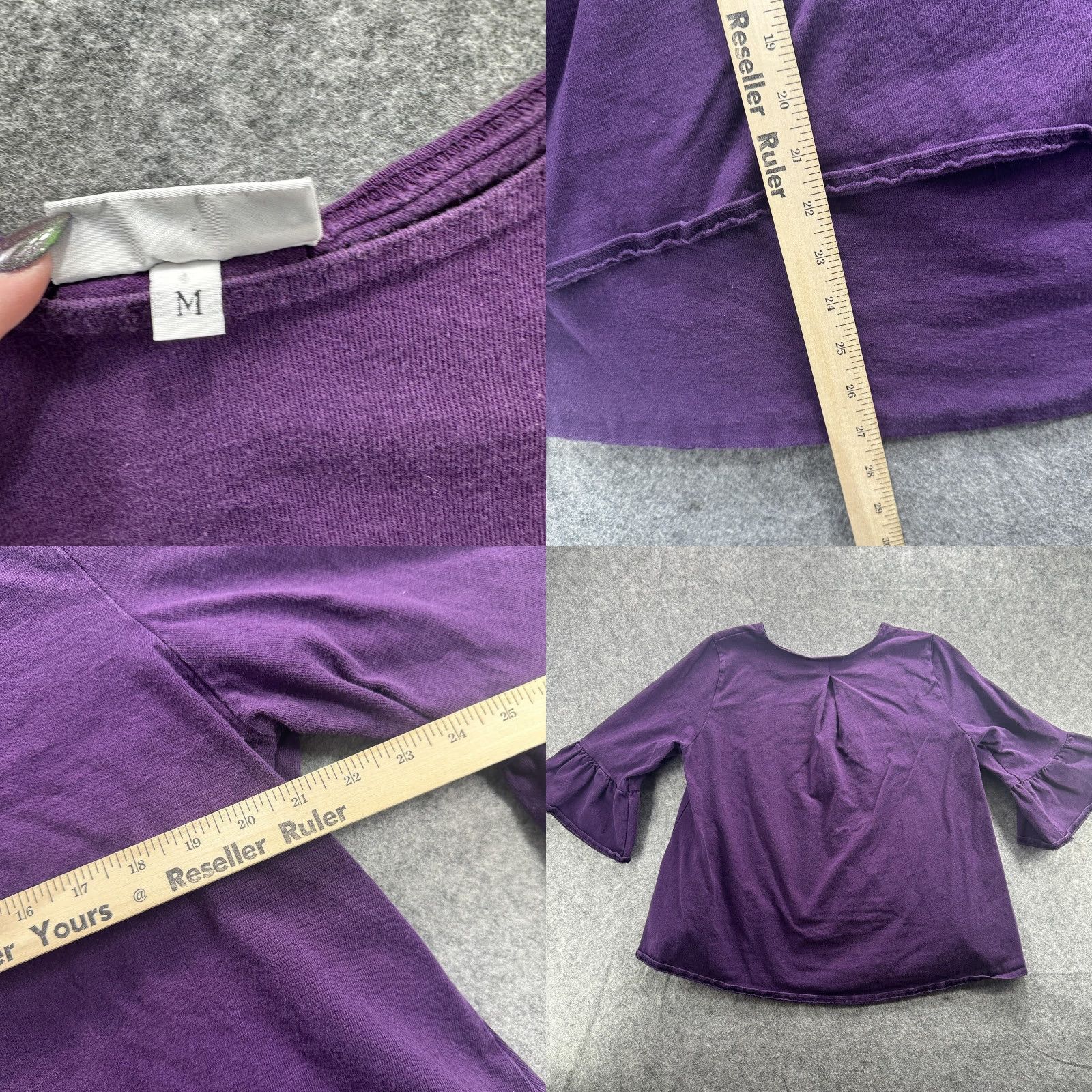 Bell Bryn Walker Shirt Womens Medium Purple Bell Sleeve 100% Cotton Made USA Size M / US 6-8 / IT 42-44 - 8 Thumbnail