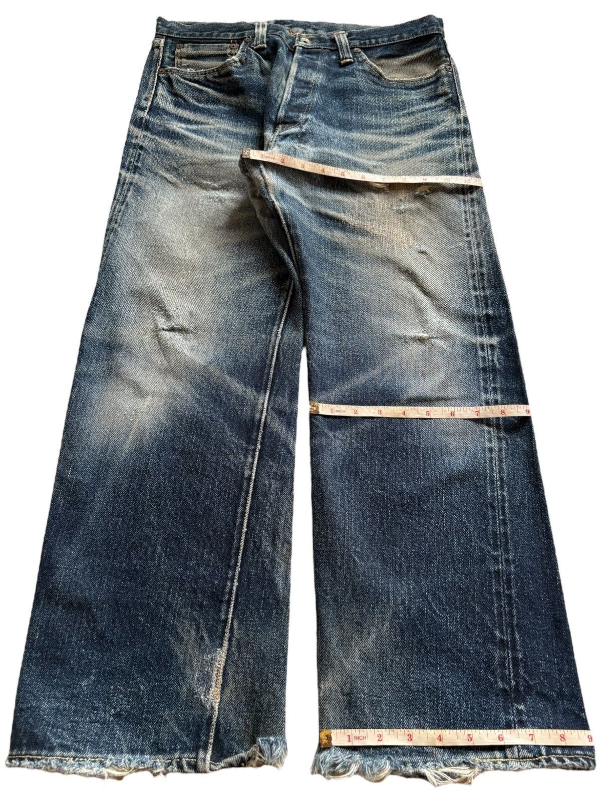 Japanese Brand × The Flat Head Vintage Flat Head Selvedge Mud Wash Distress Rip Baggy Jean Size US 32 / EU 48 - 14 Thumbnail