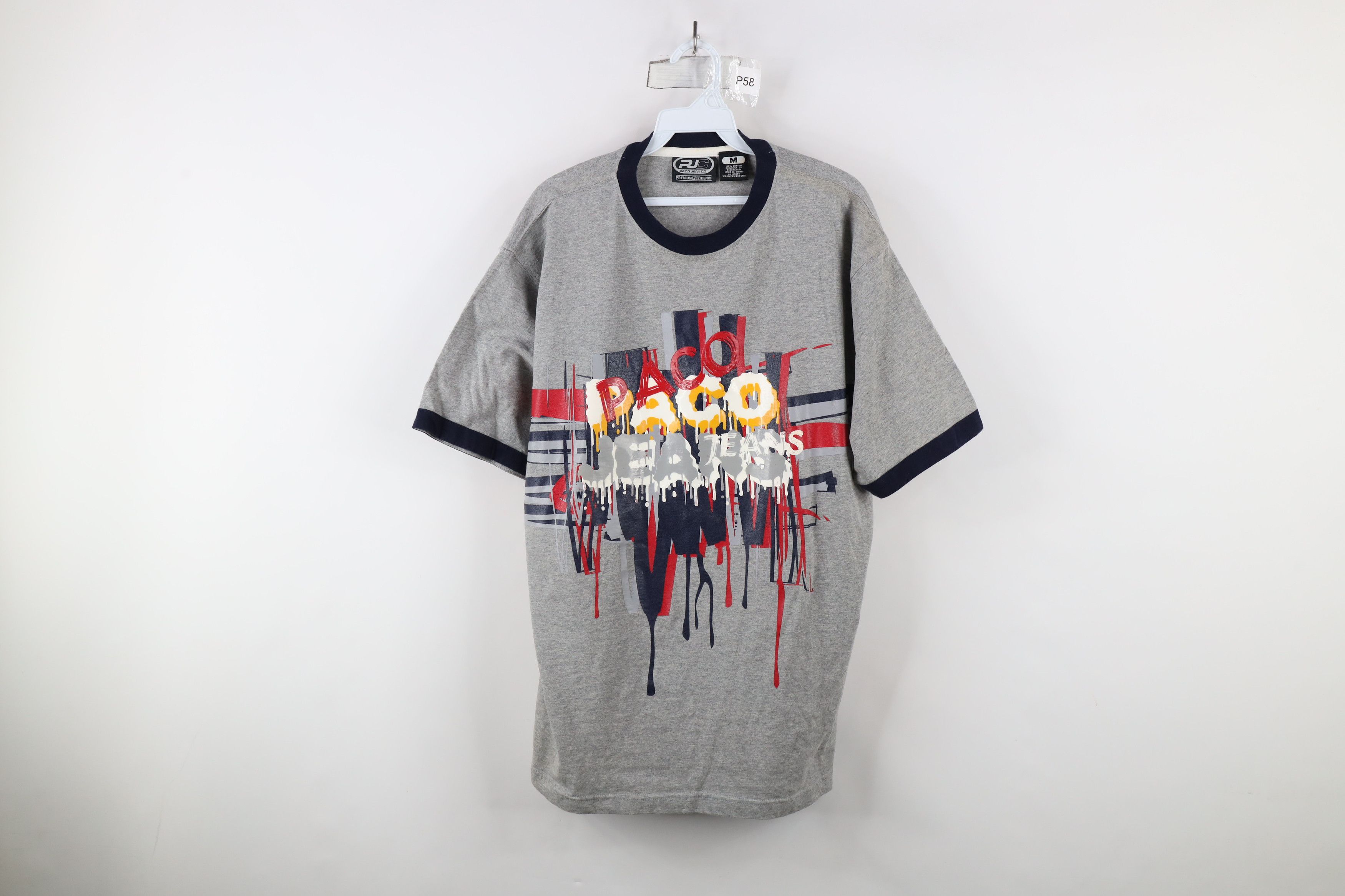 Vintage Vintage 90s Y2K Paco Jeans Paint Splatter Ringer T-Shirt Size US M / EU 48-50 / 2 - 1 Thumbnail