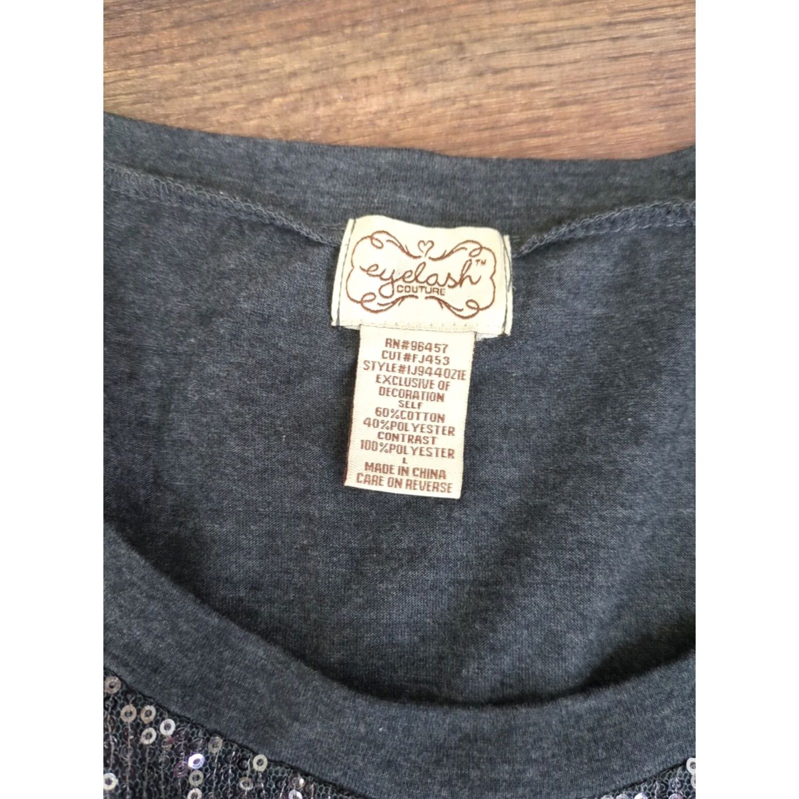 Vintage Eyelash Couture Shirt Gray Long Sleeve Sequin Front Pullover Large Women Size L / US 10 / IT 46 - 3 Thumbnail