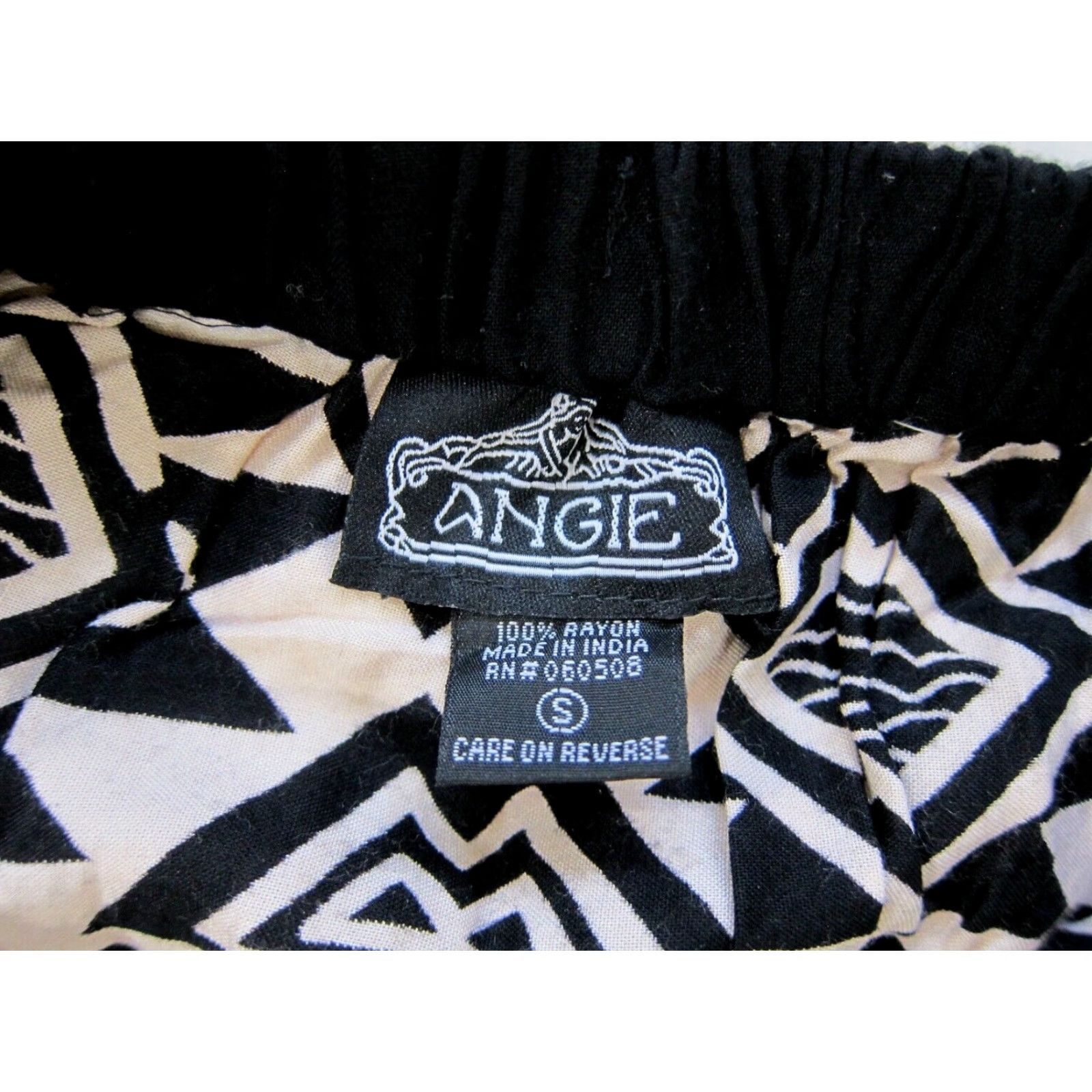 Vintage Angie Skirt Geometric Maxi Long 100% Rayon Black Orange Blue Women L Adult Small Size 36" / US 14 / IT 50 - 4 Thumbnail