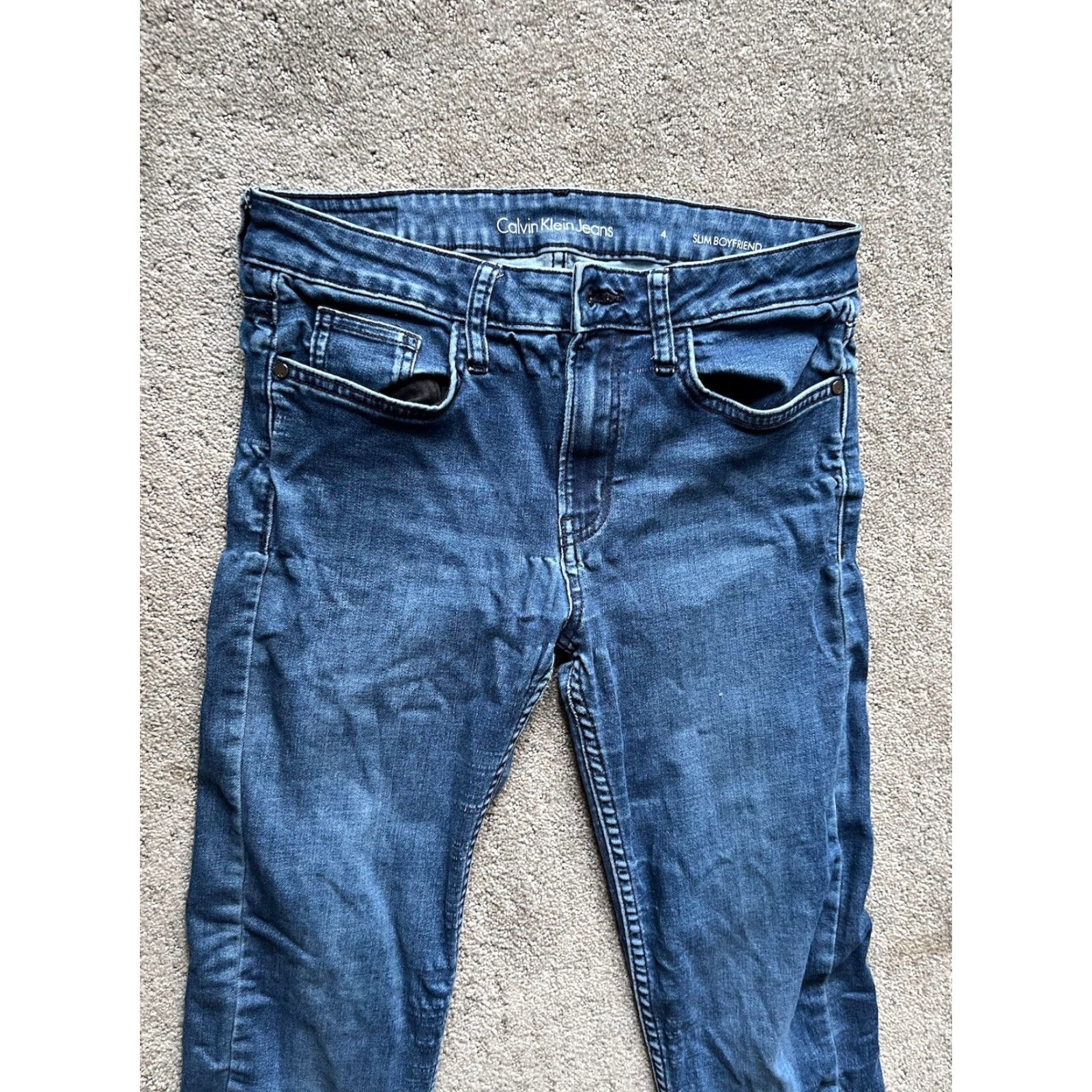 Calvin Klein Calvin Klein Slim Women's Jeans Size 4 Medium Wash Blue Straight Fit Size 27" / US 4 / IT 40 - 4 Thumbnail