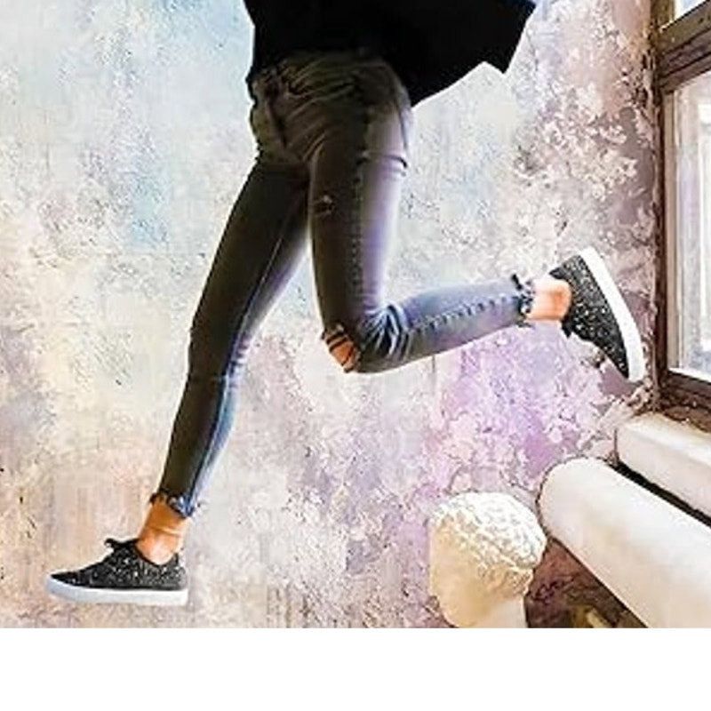 Other Jeekopeg Women's Size 6 Black Glitter Lace Up Sneakers Size US 6 / IT 36 - 5 Thumbnail