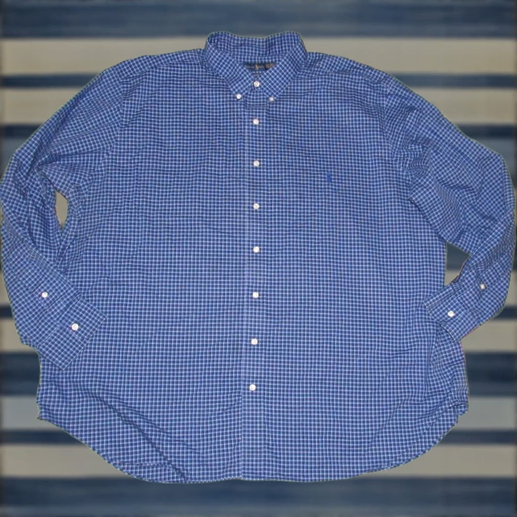 Ralph Lauren Polo RALPH LAUREN Easy Care Blue Plaid Long Sleeve Button Down Shirt 3XB Mens Size US XXL / EU 58 / 5 - 1 Thumbnail