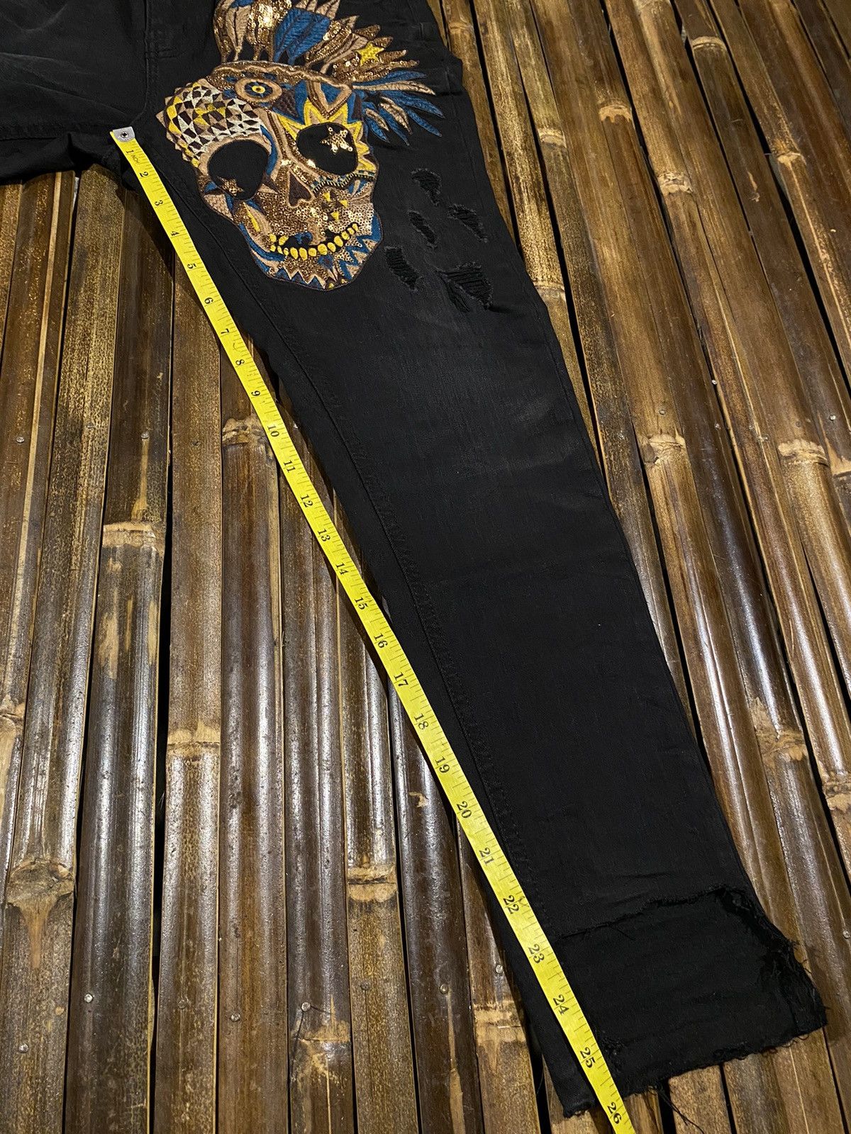 If Six Was Nine Brush Real Skull Distressed Pants Size US 30 / EU 46 - 14 Thumbnail