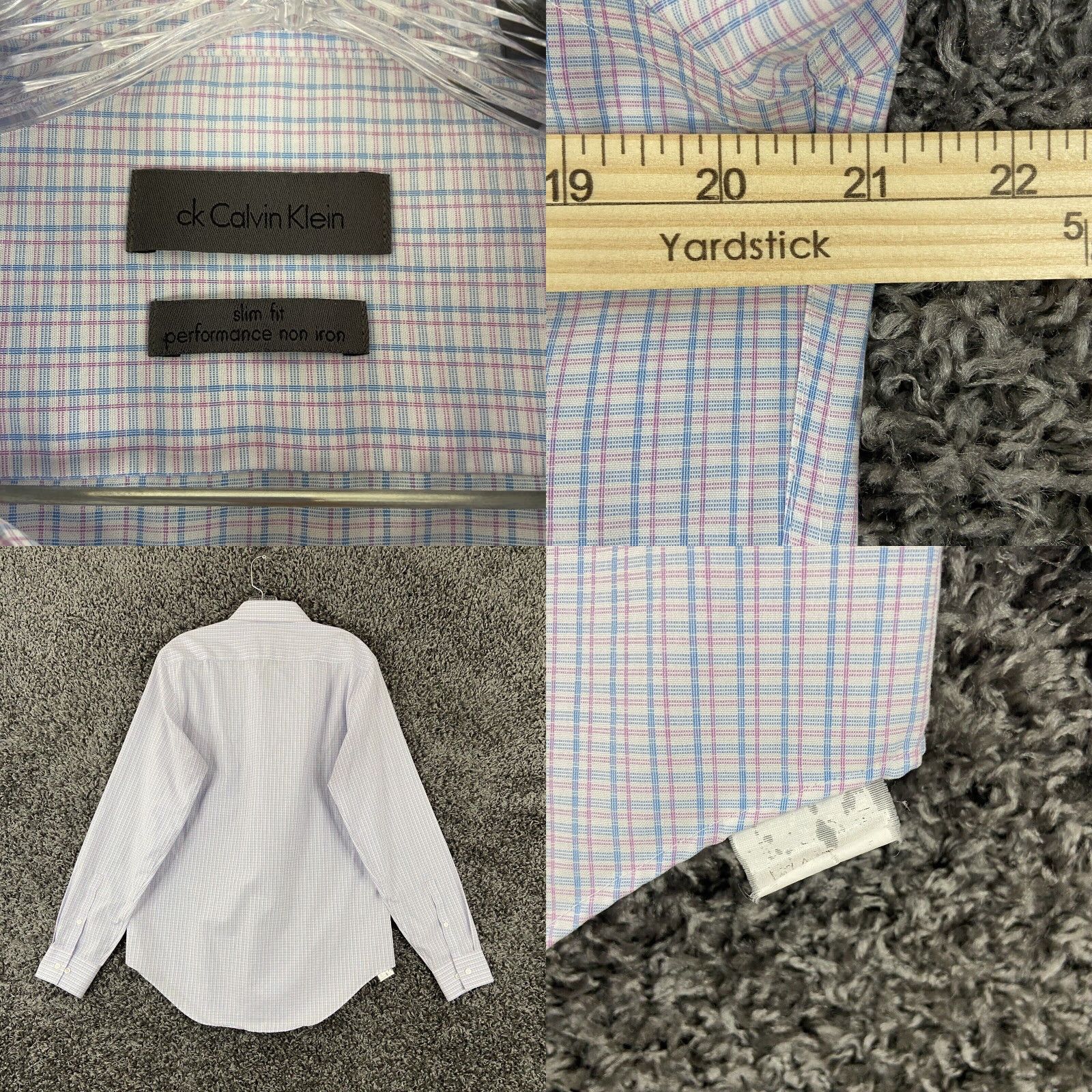 Calvin Klein CALVIN KLEIN Long Sleeve Shirt 15.5 34/35 Blue Pink Plaid Mens Size US M / EU 48-50 / 2 - 8 Thumbnail