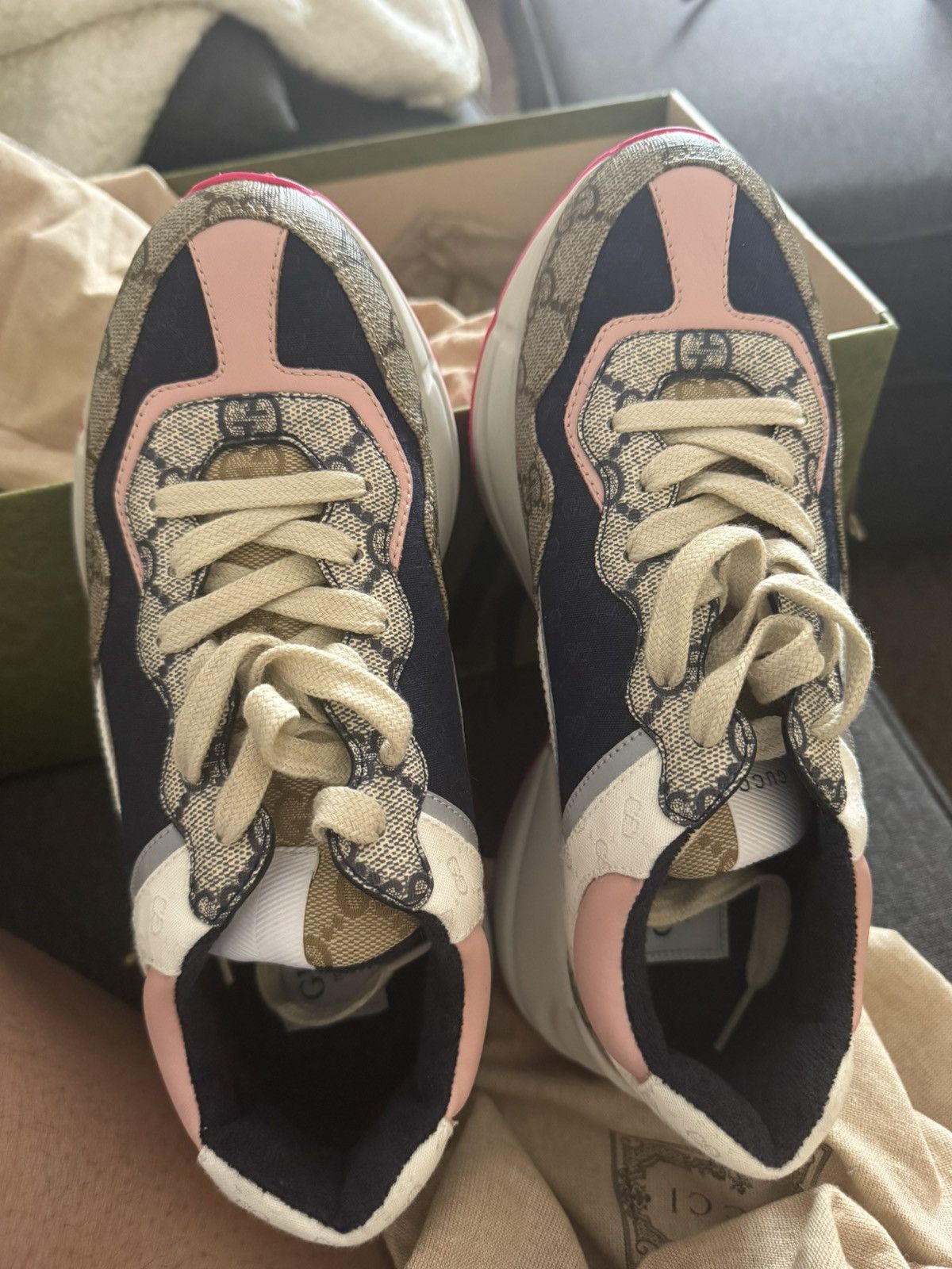 Gucci Gucci Wmns GG Rhyton 'Beige White Pink' Size US 7 / IT 37 - 7 Thumbnail