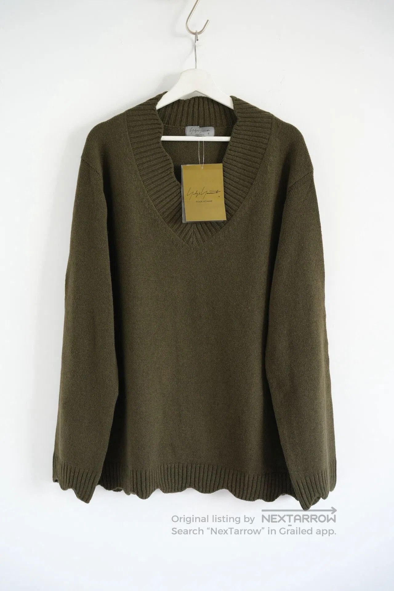 Yohji Yamamoto olive green wool sweater by Yohji Yamamoto. Size US L / EU 52-54 / 3 - 1 Thumbnail