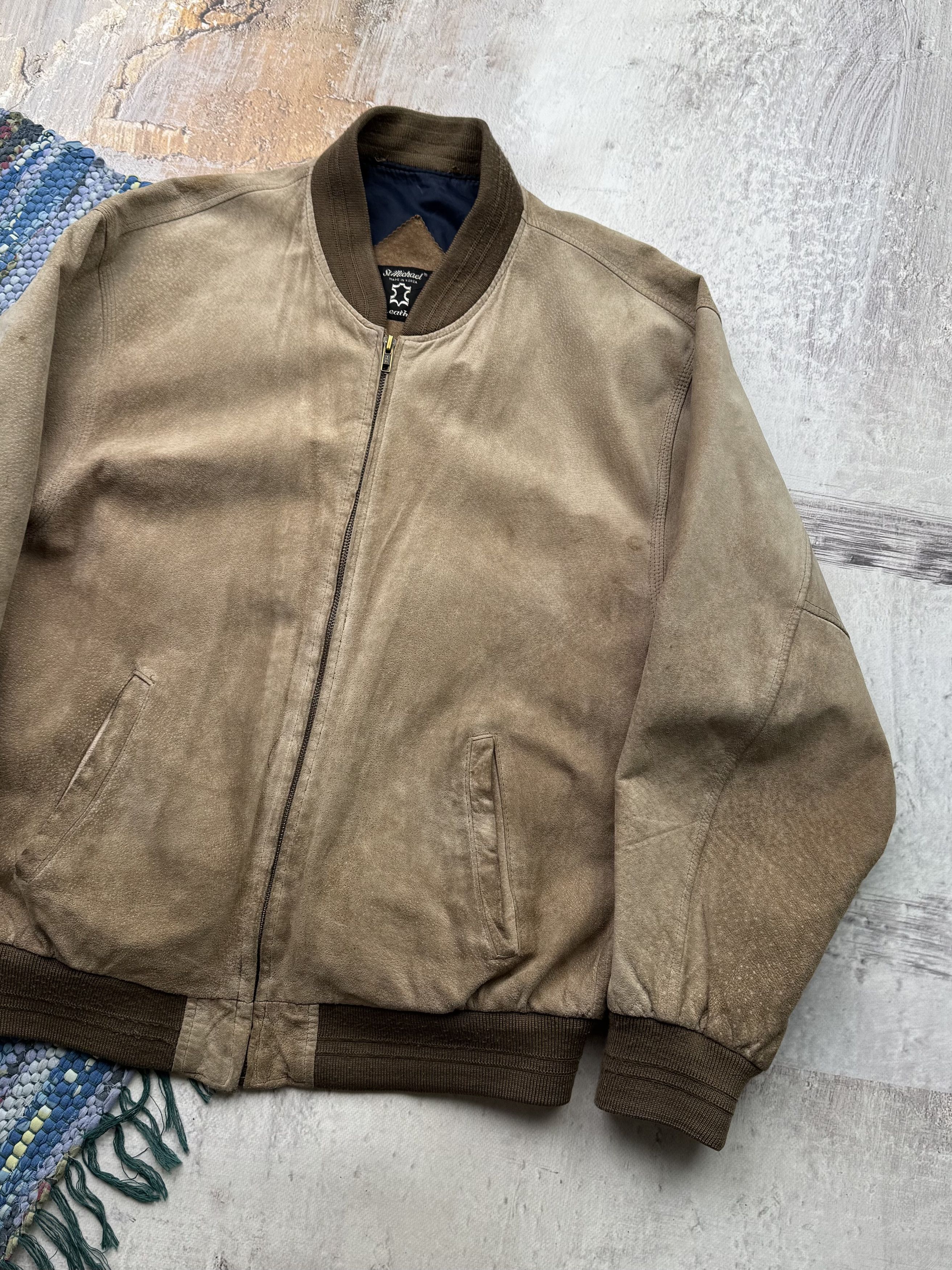 Japanese Brand Vintage Suede Leather Faded Bomber Jacket A576D15(224) Size US M / EU 48-50 / 2 - 3 Thumbnail