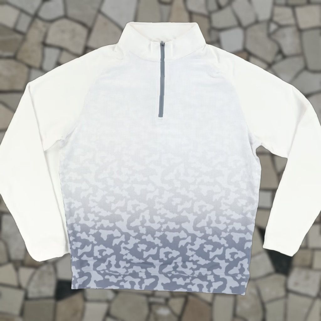 Peter Millar Peter Millar Crown Sport Perth Dip Dye Ombre Mock Long Sleeve Sweatshirt White Men's M Shirt Size US M / EU 48-50 / 2 - 1 Thumbnail