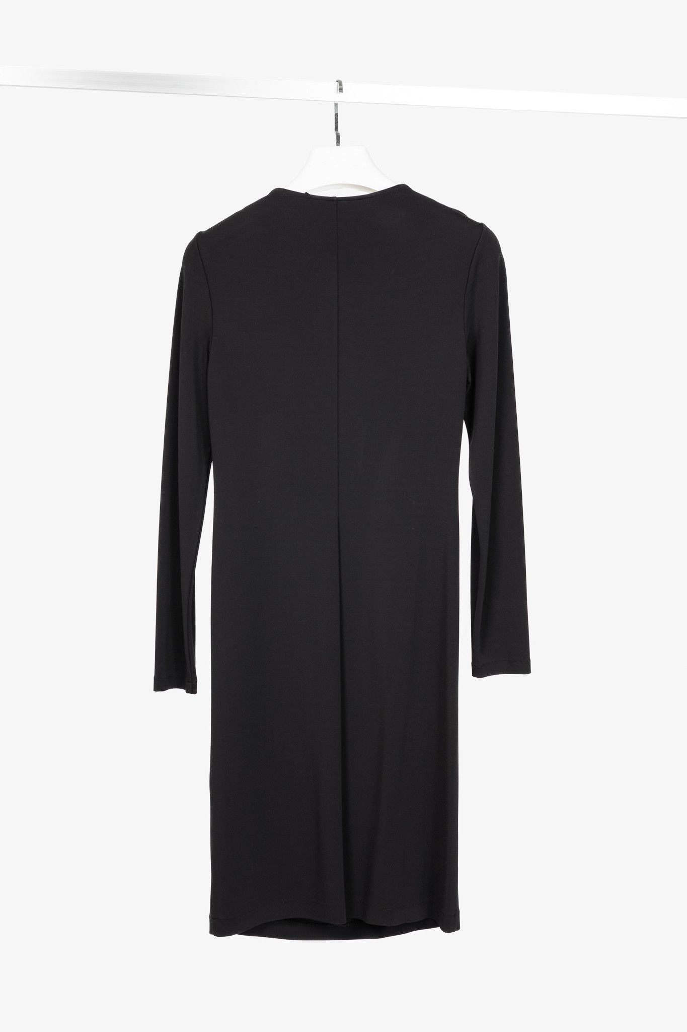 Lafayette 148 Lafayette 148 Black Jersey Draped Long-Sleeve Mini Dress Size M / US 6-8 / IT 42-44 - 2 Thumbnail